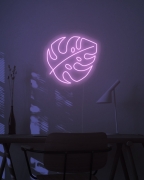 Monstera Leaf Neon Light Small / Light Pink / Cut To Letter – Neon Effect