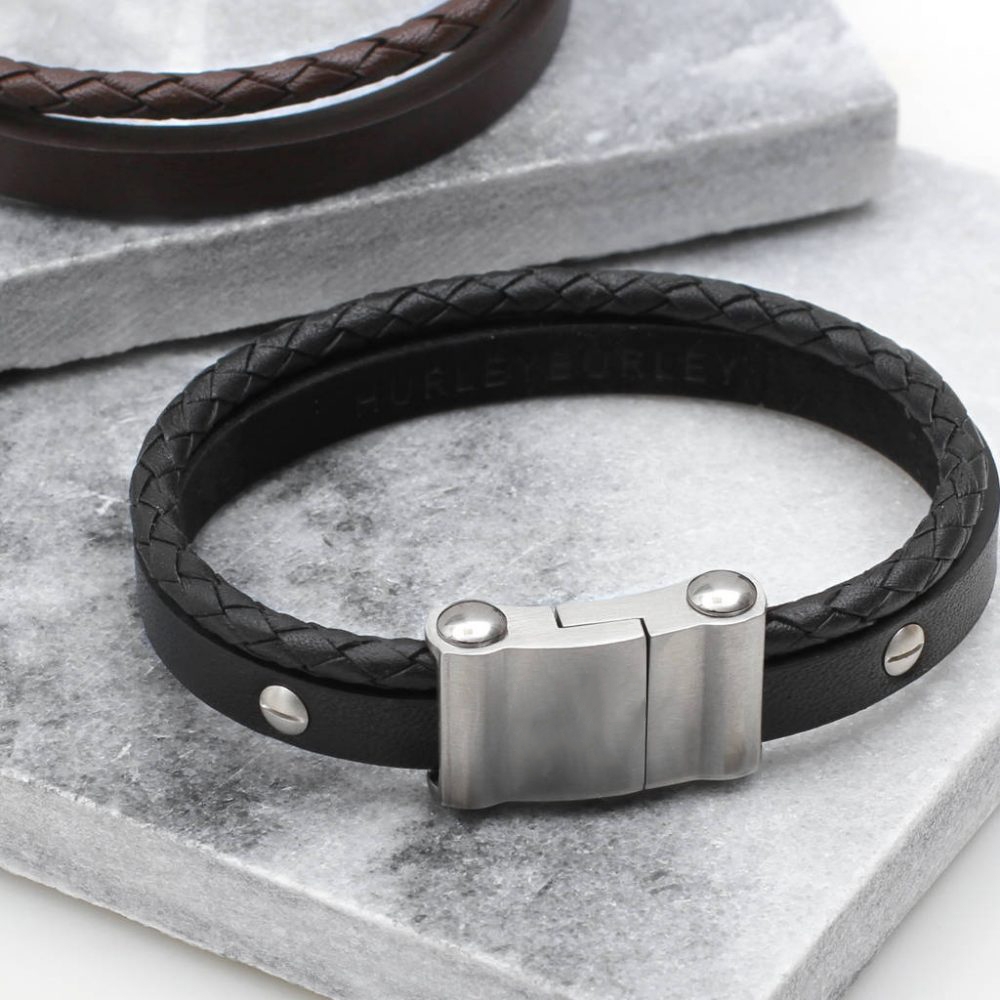 Men’s Chunky Double Leather Bracelet – Hurley Burley