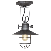 Industville – Harbour Flush Mount – 6 Inch – Ceiling Light – Light Shade – Black / Grey Colour – Pewter / Brass Material – 24 CM X 23 CM X 32 CM