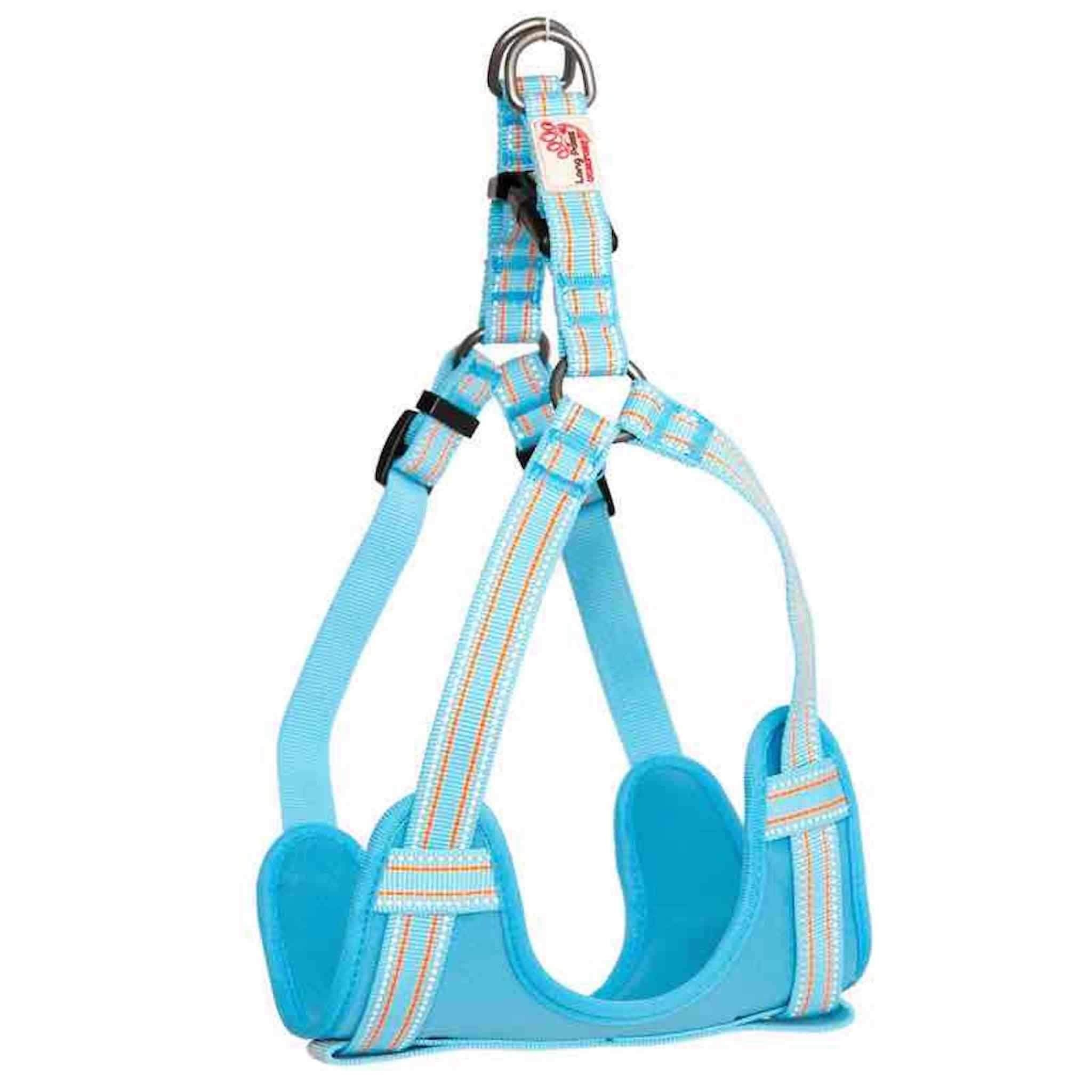 Comfort Reflective Padded Step-in Harness – Chestplate Dog Harness – S – Light Blue – Unisex – Long Paws