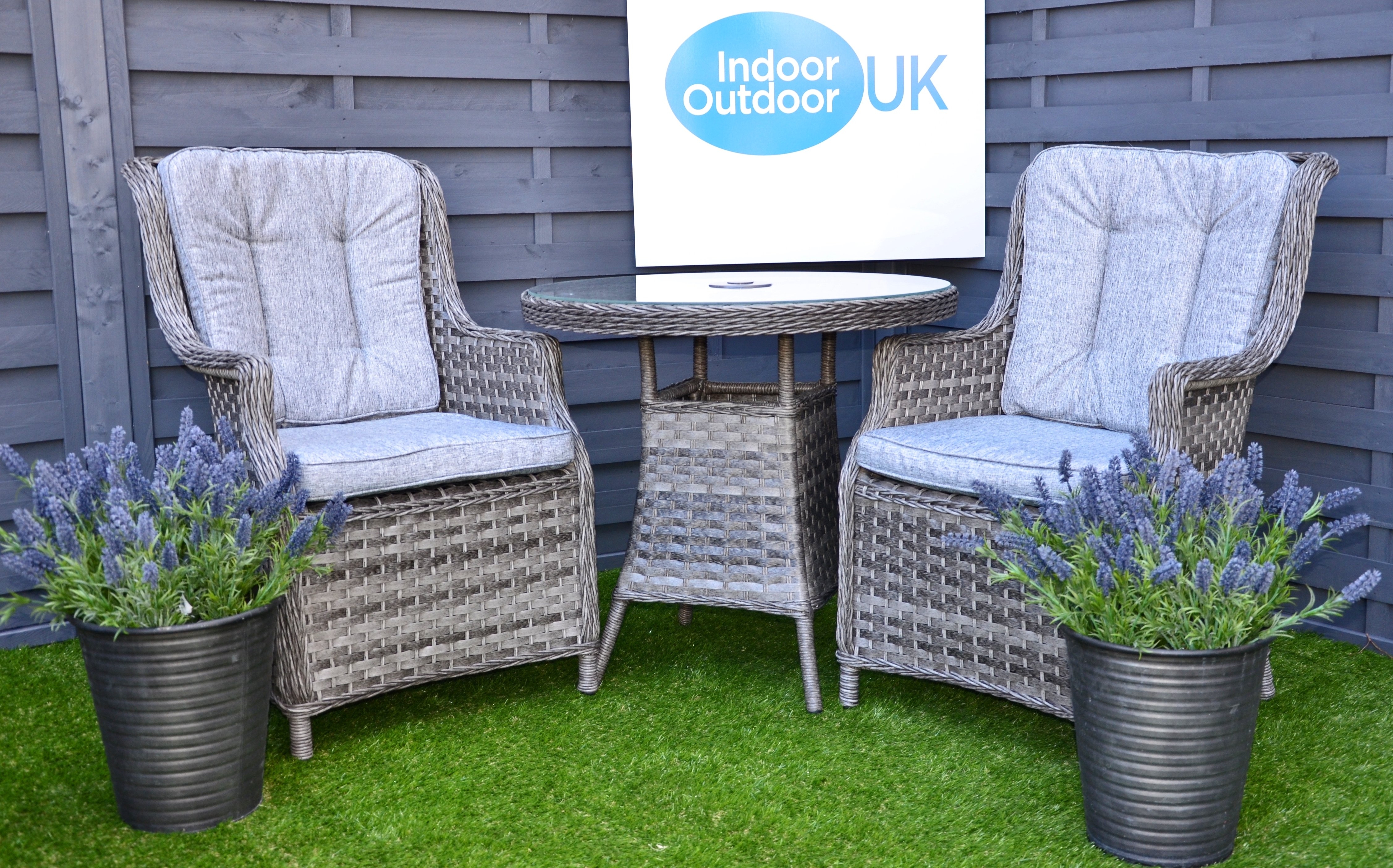 Hatherton 2 Seat Rattan Bistro Set In Grey AVAILABILITY 15th JULY – POLYWOOD TABLE TOP (Grey) Back in stock July