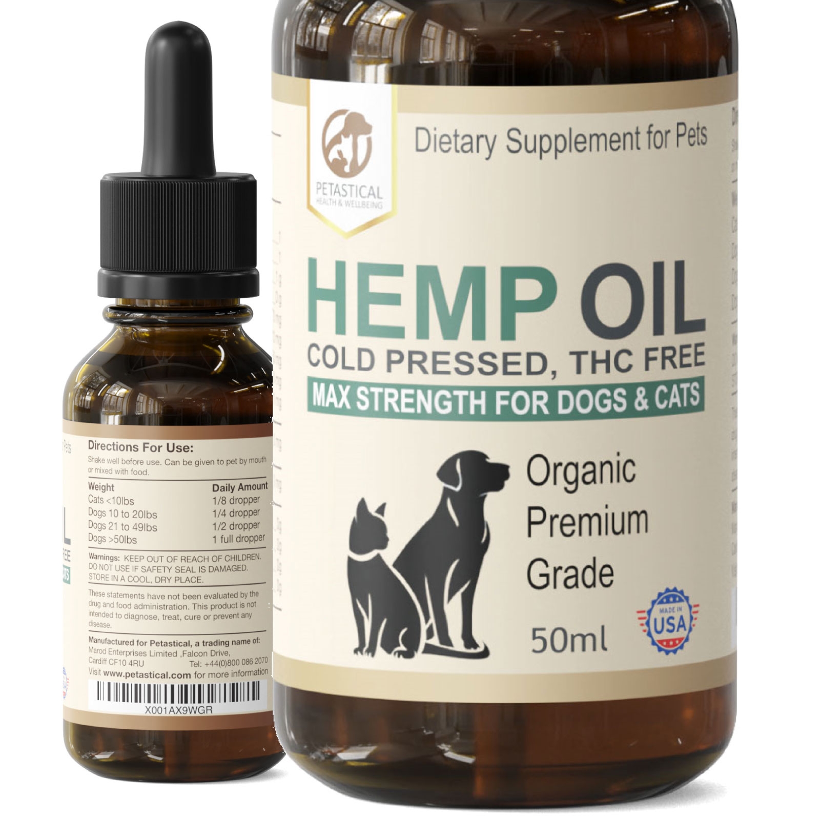 Petastical Hemp Oil for Dogs and Cats (50 ml)
