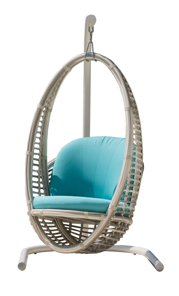Skyline Design – Heri Hanging Chair – Blue / Brown – Aluminium Alloy / Weaved Fibre – 104cm x 136cm x 205cm