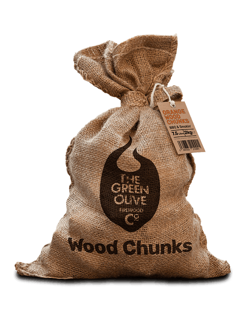 Orange Wood Chunks – Single 7ltr. Pack – Smokin’ – Green Olive Firewood
