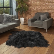 Icelandic Sheepskin Rug 2 Skin Black – Ethically Sourced Natural Hides – Hide Rugs