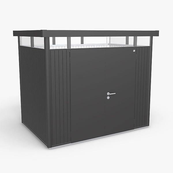 9×6 Biohort Highline H2 Panoramic Steel Shed (Double Doors), Metallic Dark Grey – Spearhead Outdoors