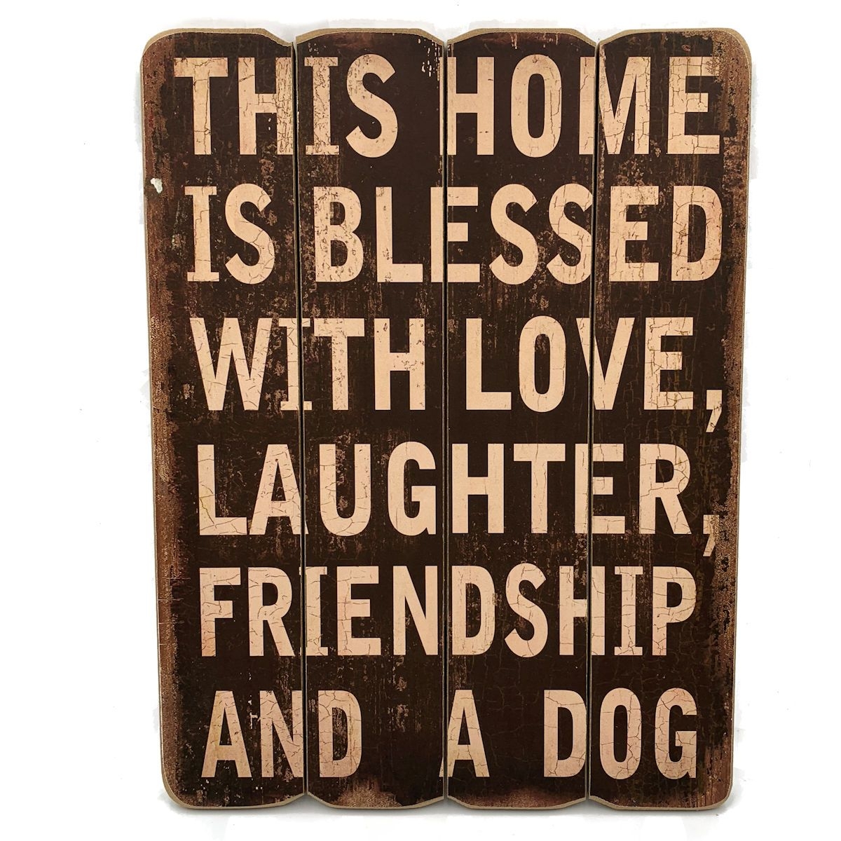 This Home is Blessed Sign – Brown/Distressed Quirky Animal Figures