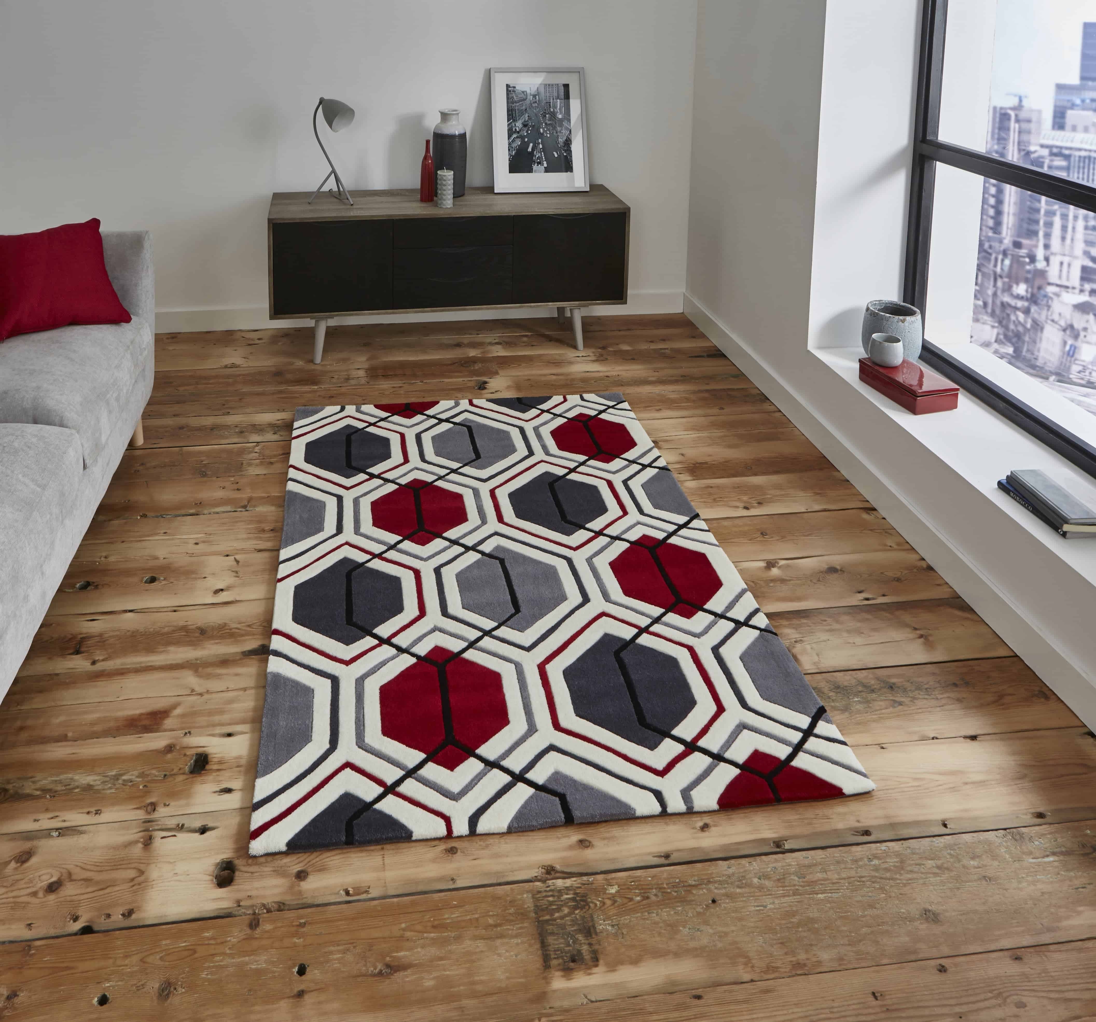 Think Rugs – Hong Kong 7526 Cream/Red 120 x 170cm / Cream/Red – The Rug Quarter