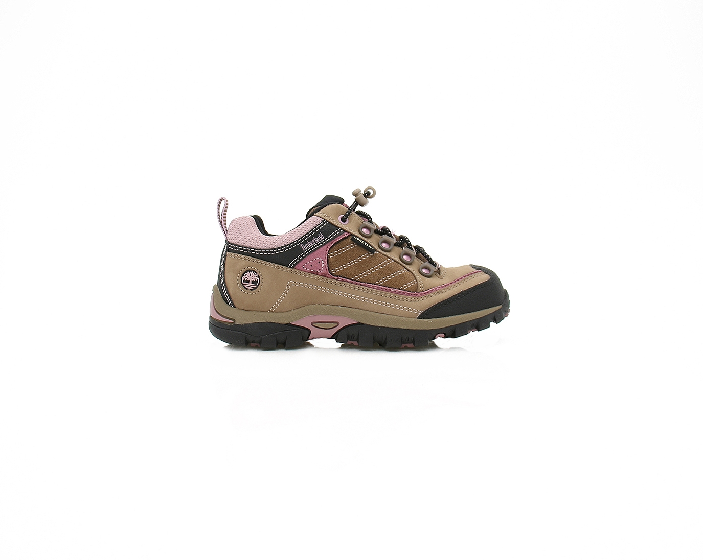Womens TImberland Hyper Trail GTX Outdoor Shoes – Elastic – Strong Heel Support – Size 1 – Brown / Pink / Tan – Nubuck / Synthetic Fabric – ShoeFit