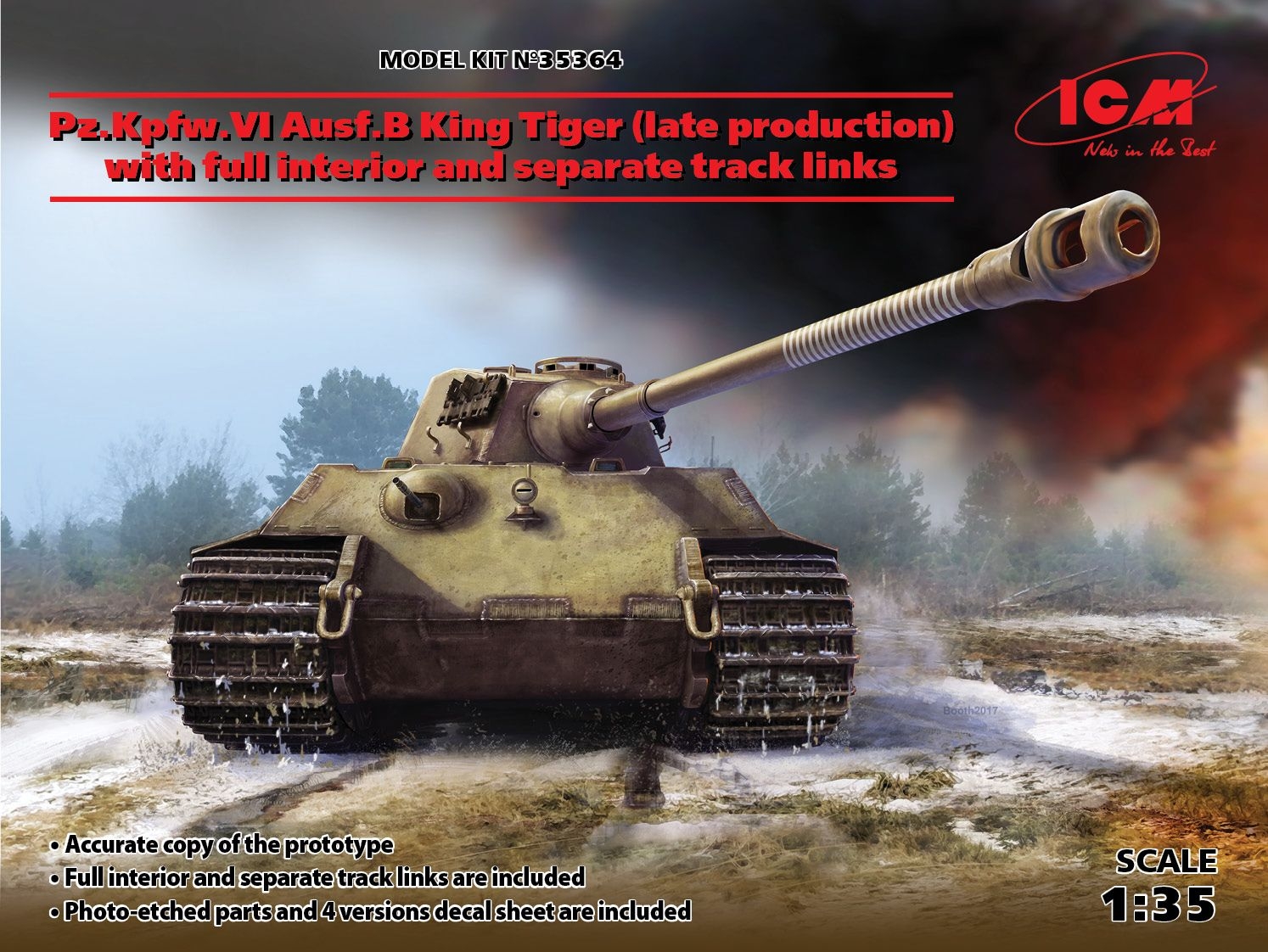 ICM 1/35 King Tiger Ausf.B (late production) with full interior – # 35364 – Model Hobbies