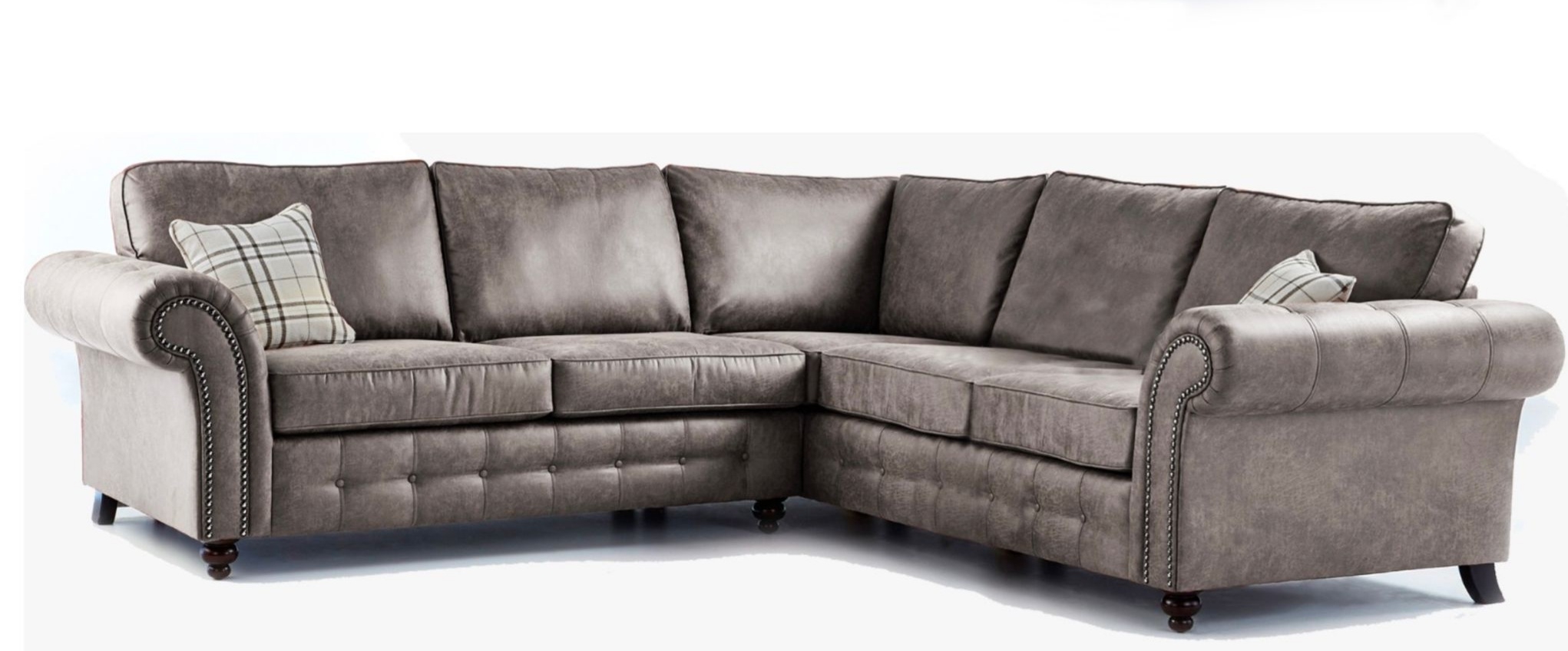 Oakland Leather 5 Seater Corner Sofa – Charcoal Grey – The Online Sofa Shop