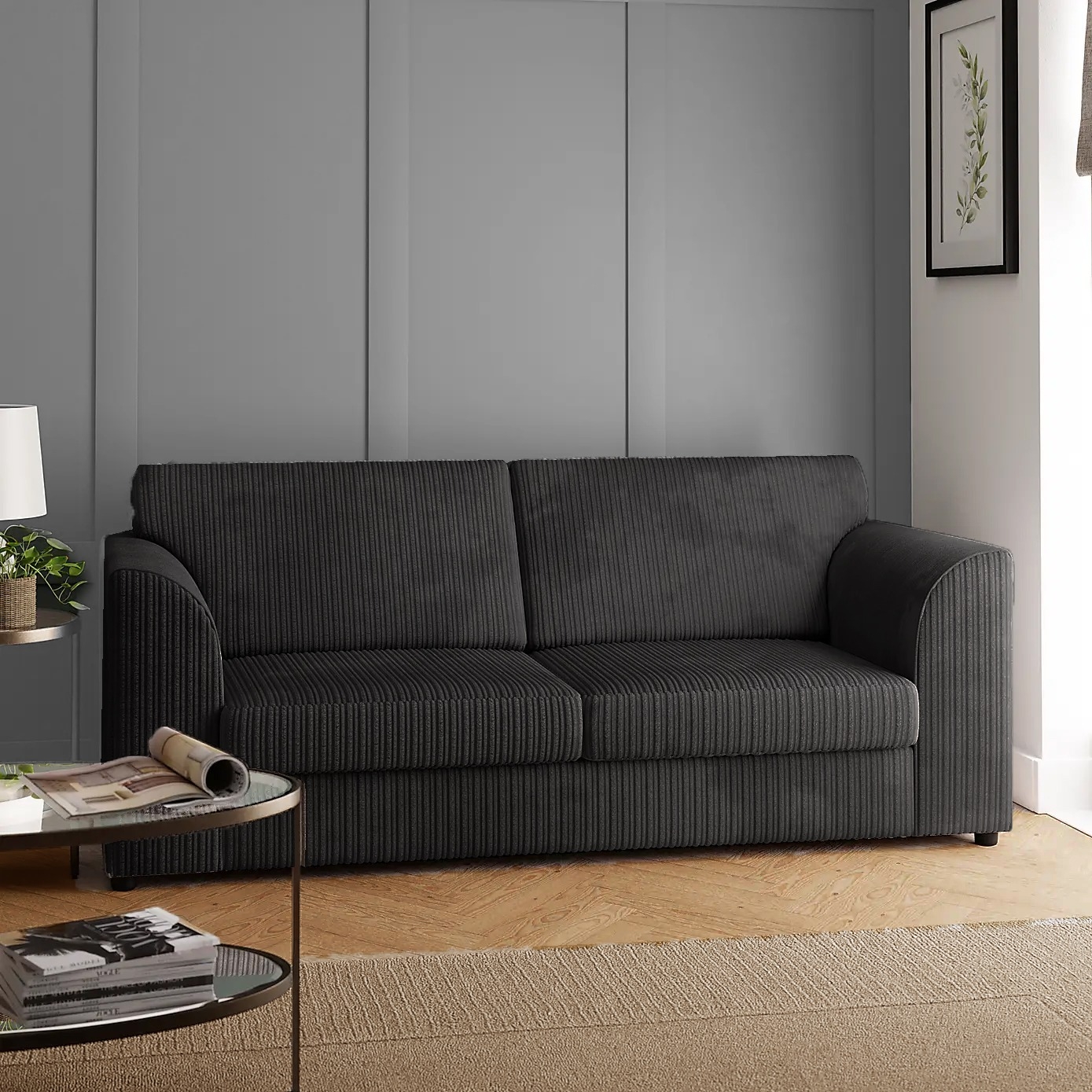 Oxford 3 Seater Black Cord Fullback Sofa – The Online Sofa Shop