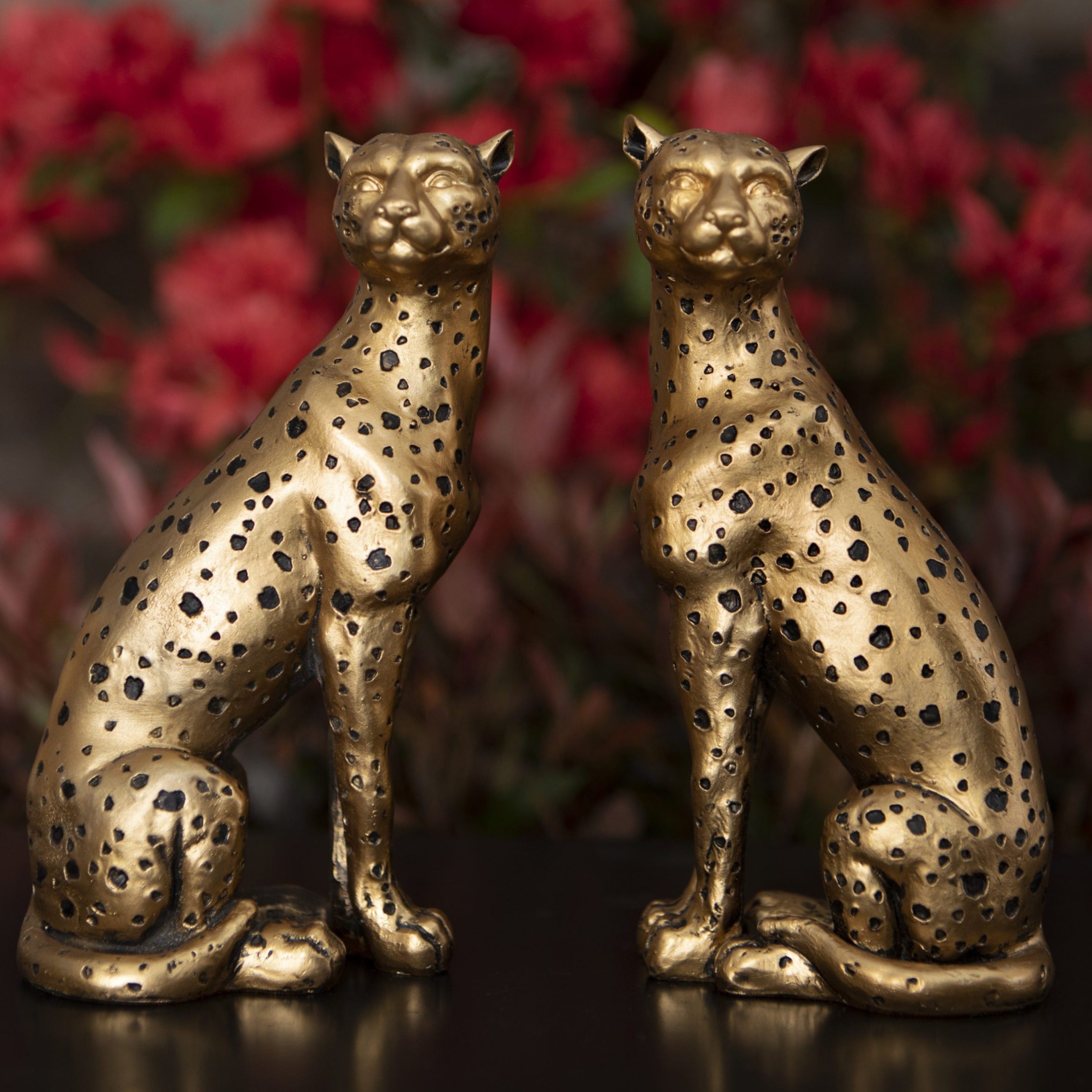 Cheetah pair Ornaments gold art deco | The Design Yard