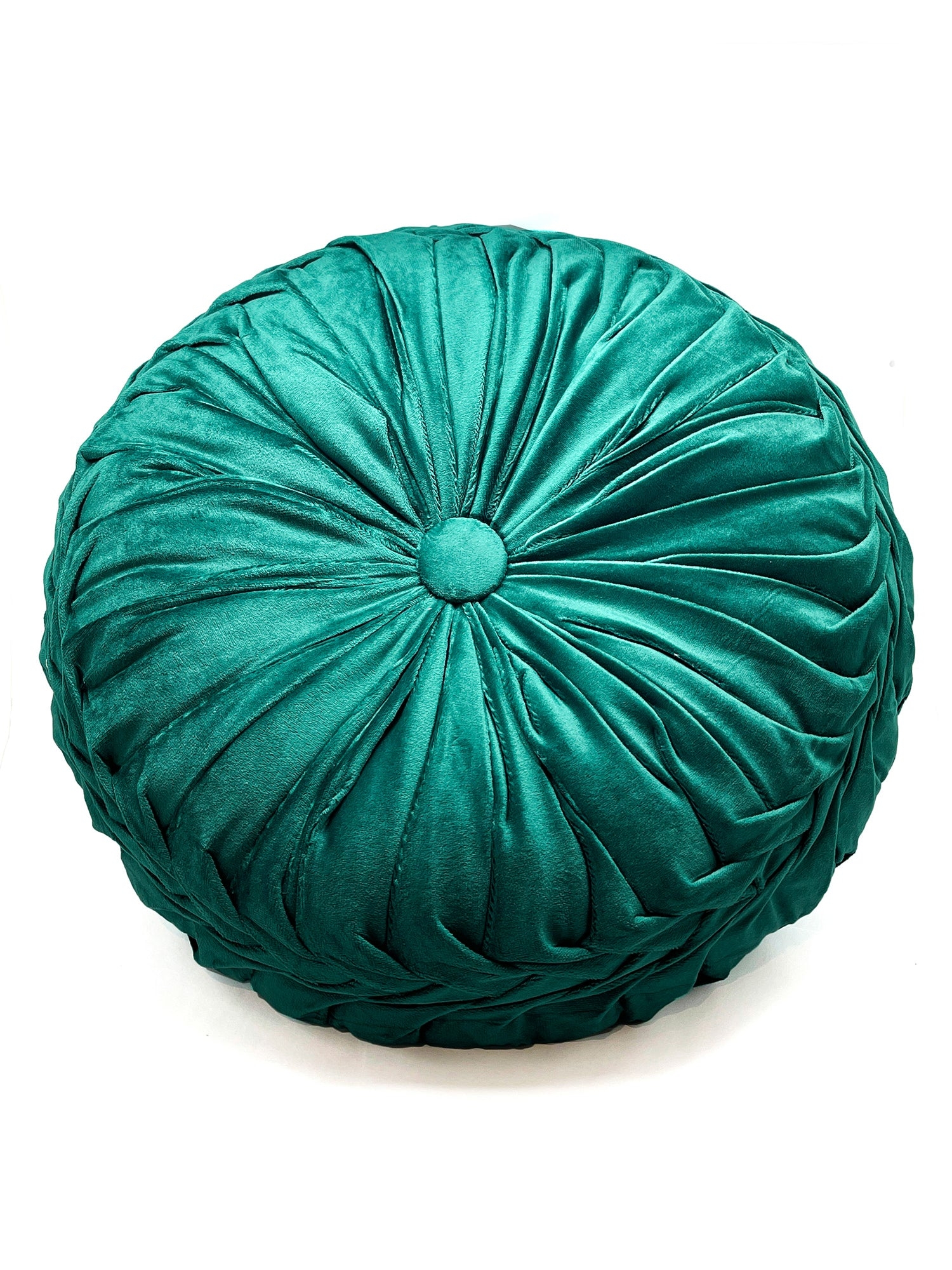 Bspoiled Velvet Pleated Round Pumpkin Plush Cushion Green – BSpoiled