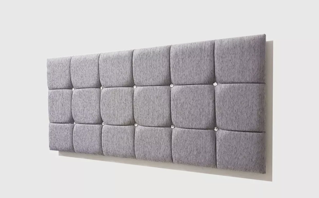 Grey Linen Cube Headboard – BedsDivans