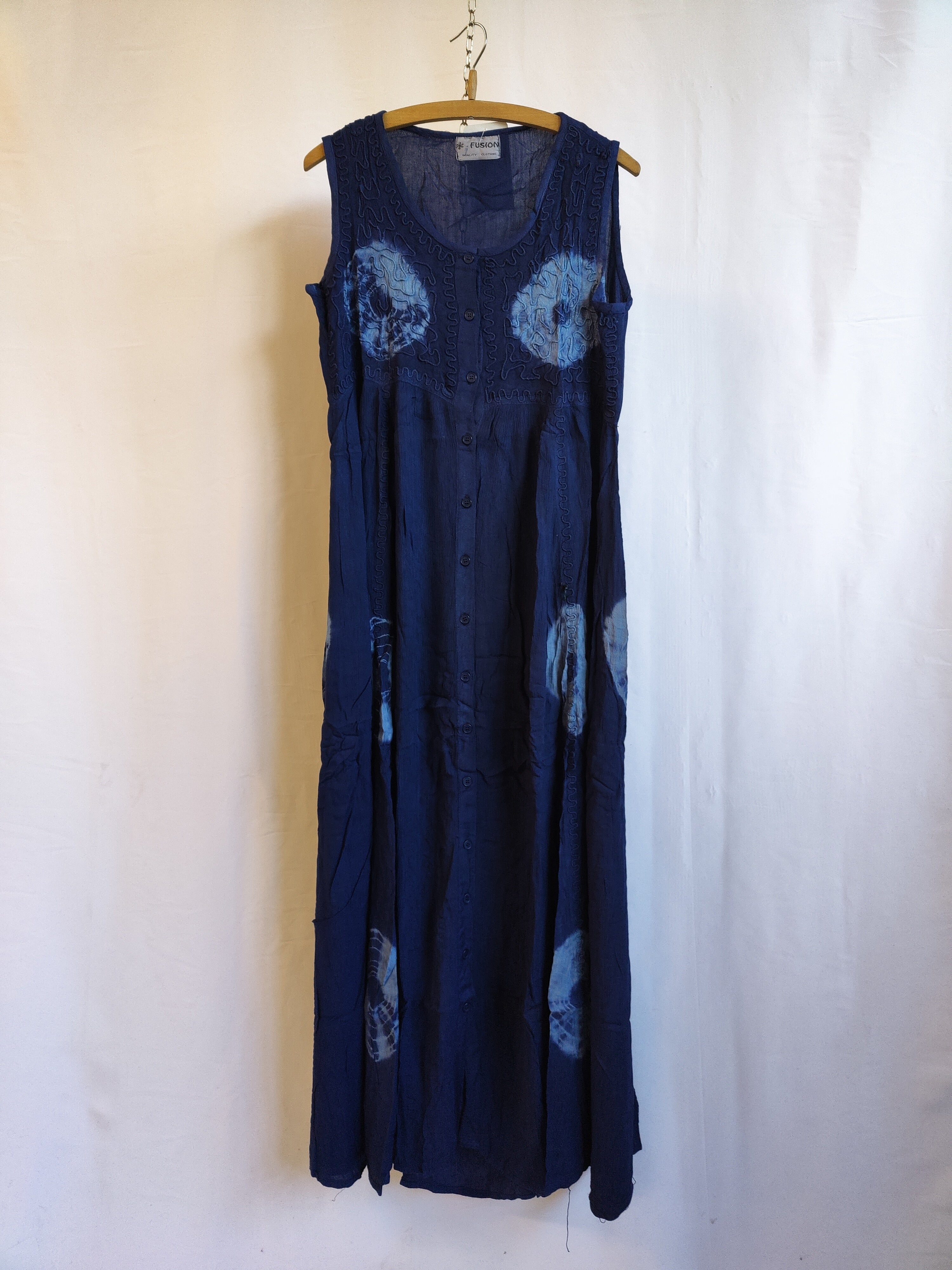 Maxi Polka Tie Dye Sleeveless Dress Navy w/ Light Blue – Portobello Vintage Market