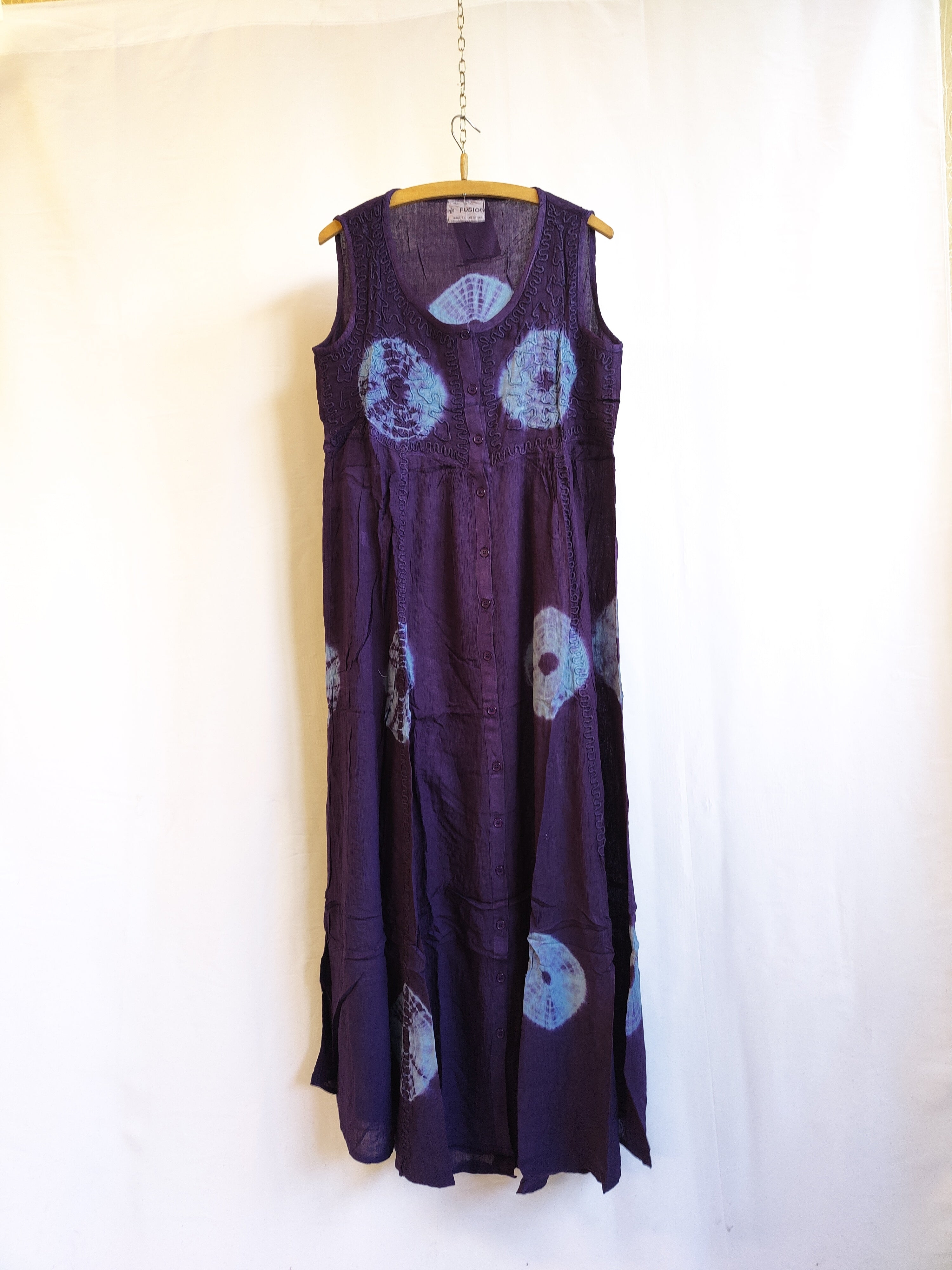 Maxi Polka Tie Dye Sleeveless Dress Aubergine w/ Light Blue – Portobello Vintage Market