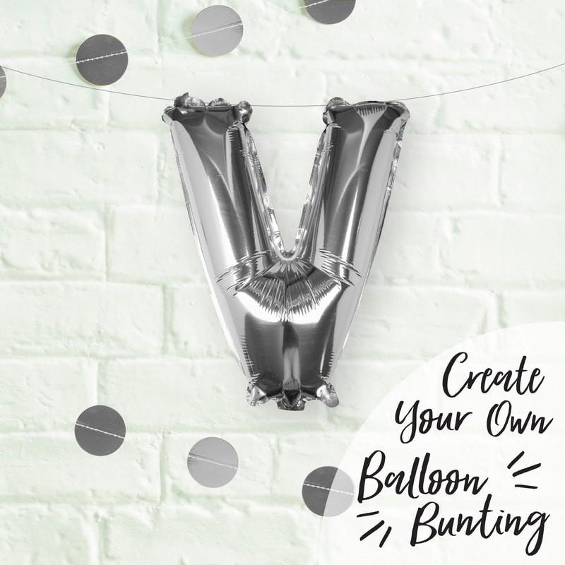 Ginger Ray – V Letter Balloon – Silver – Party Supplies