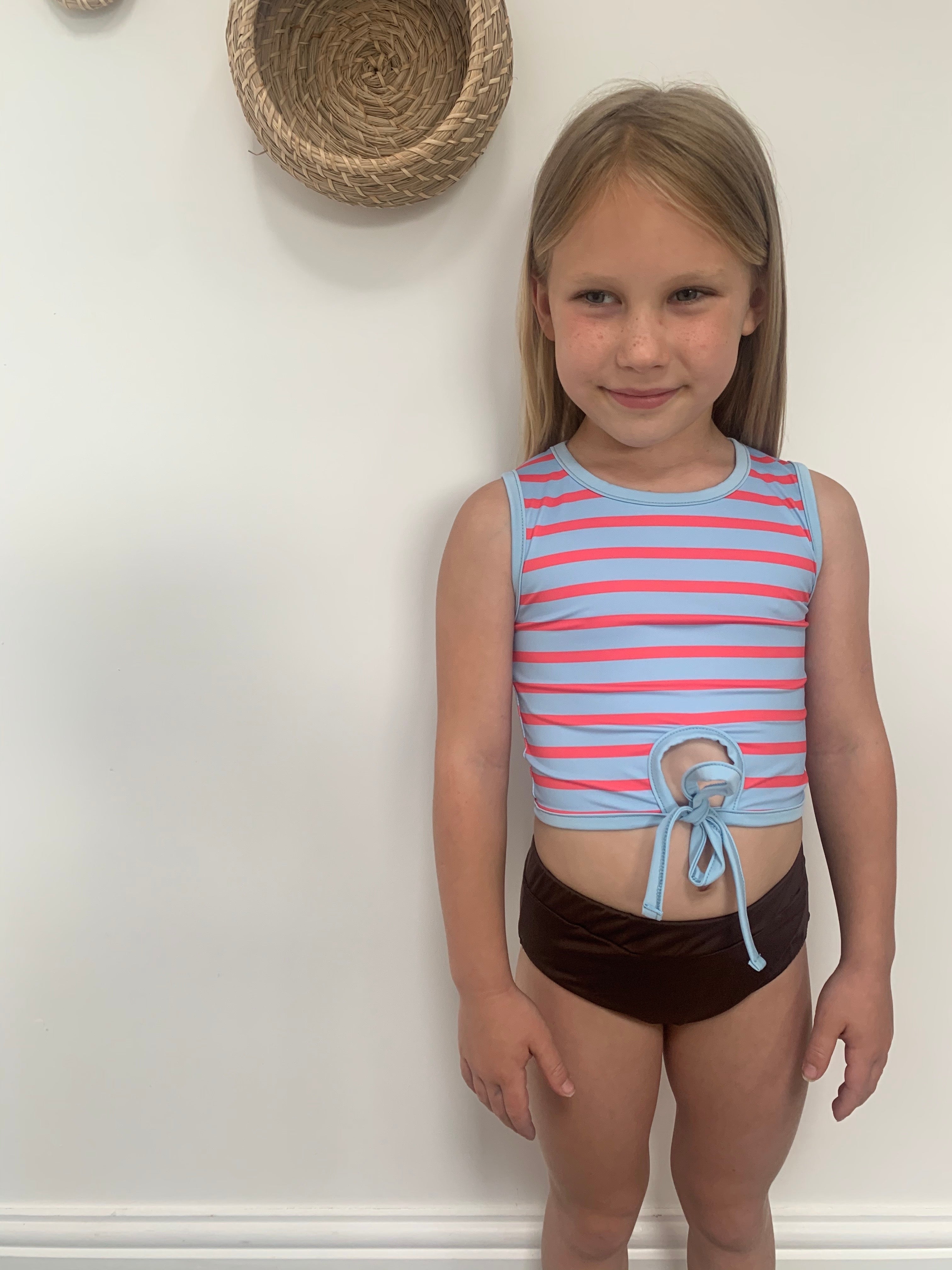 Ribbon Stripe Swimwear – Sky, 4 – 5 years – Pippeta