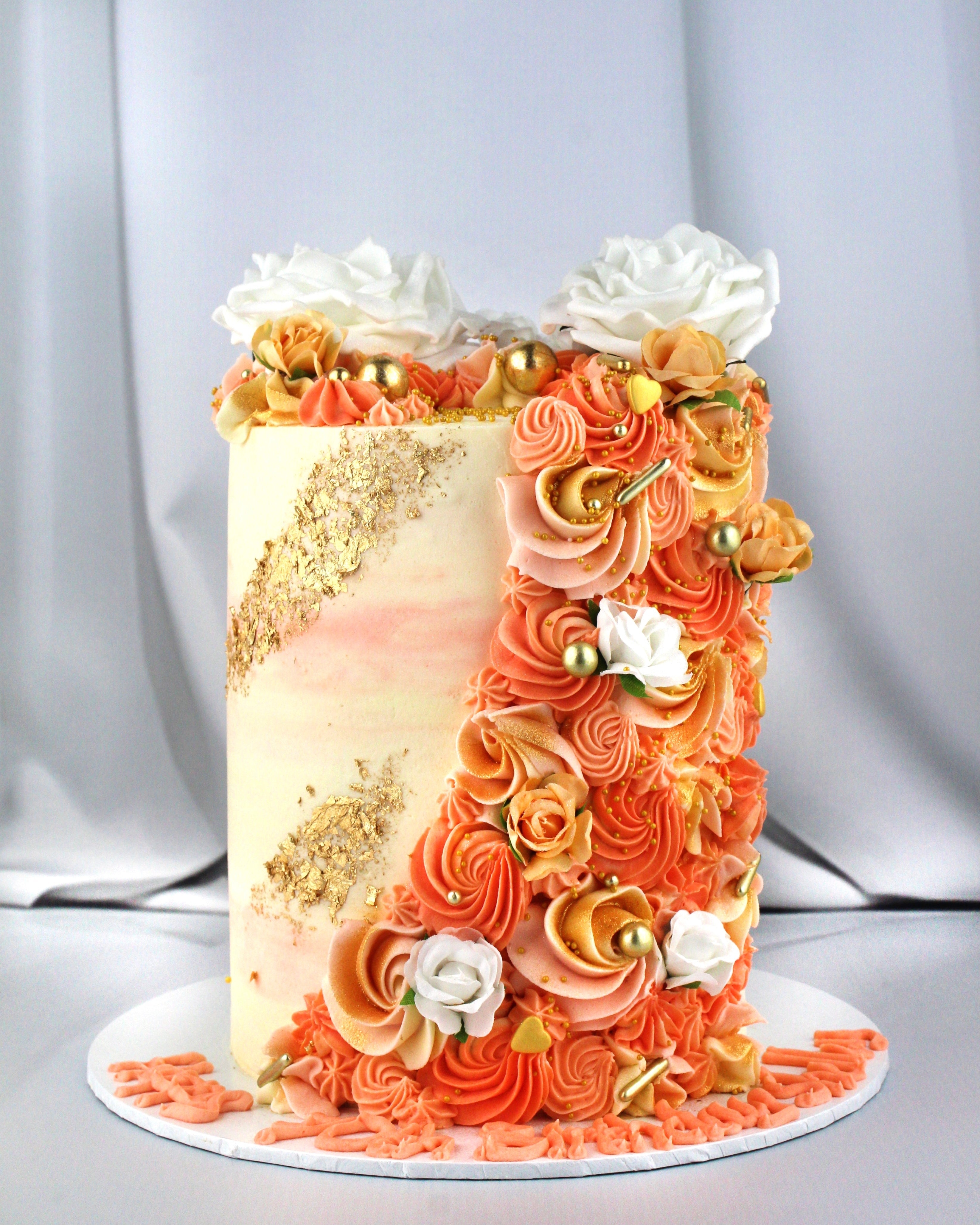 Build Your Own Vegan Cake, 8” base (serves 28-32) (+£40) / No / Faux Flowers + Butterflies (+£12) – Amy’s Bakehouse
