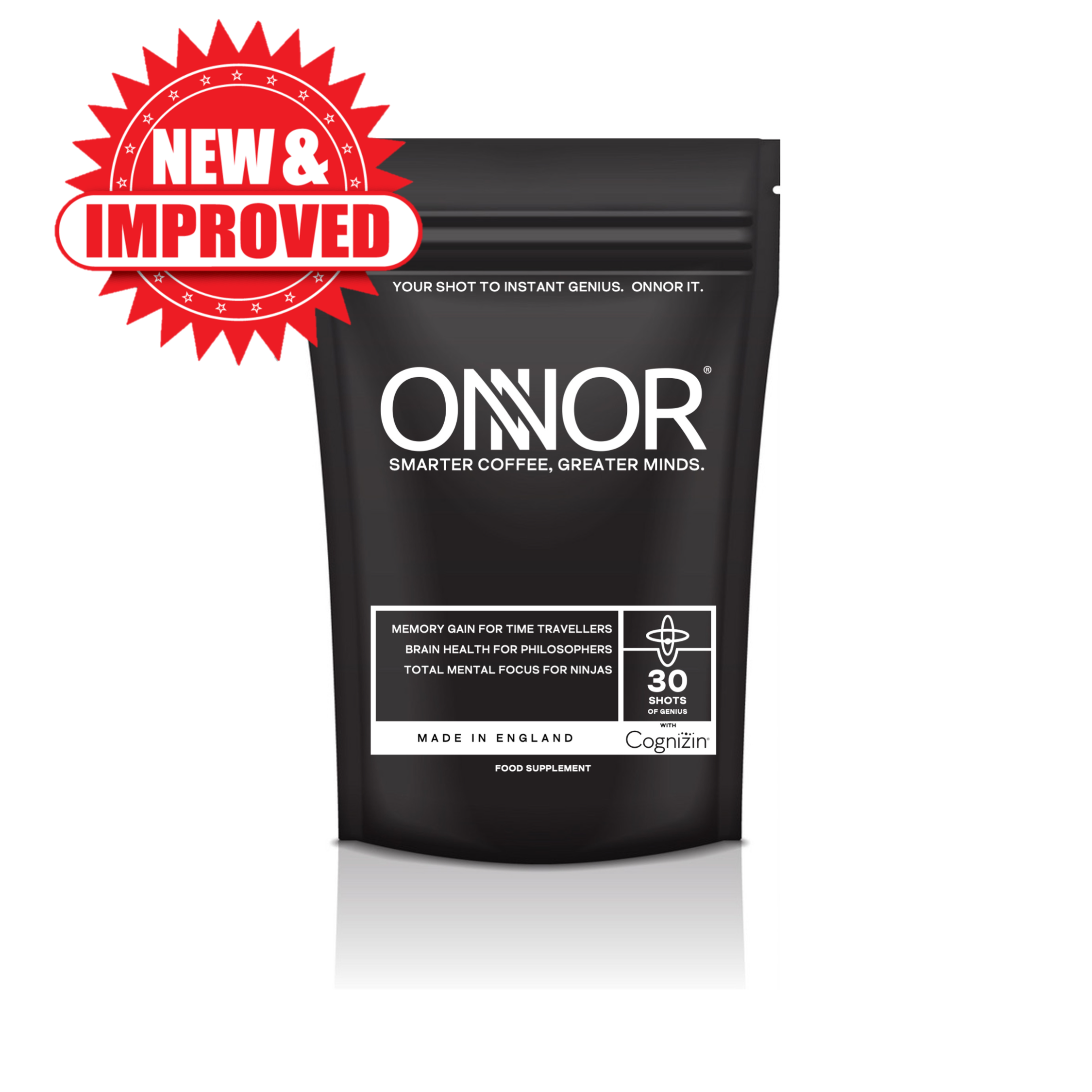 Instant Genius Coffee – Nootropic Coffee – ONNOR Six Pack – 41mg Caffeine Per Serving – Promotes Memory, Clarity & Laser Focus – ONNOR Limited