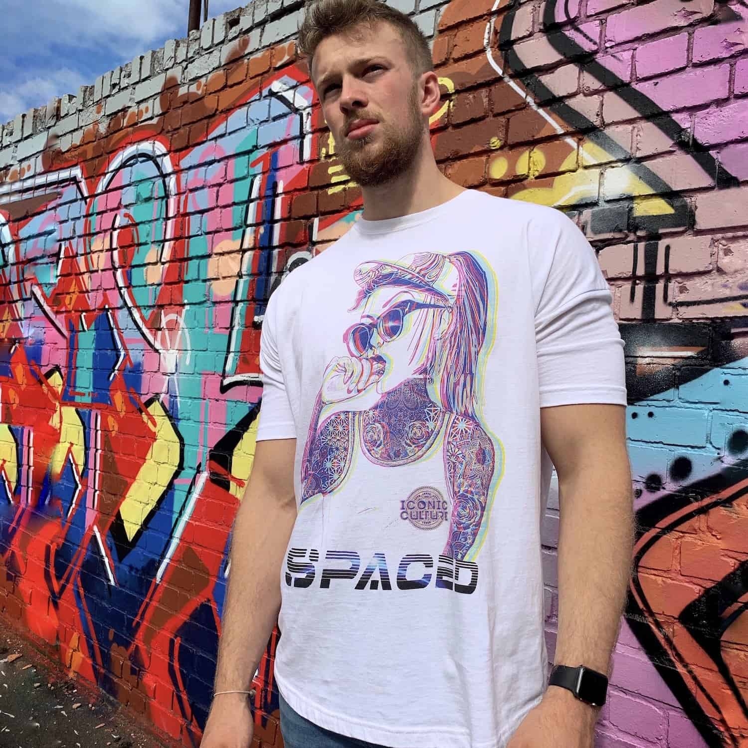 Spaced White Oversized Tee – X-Large