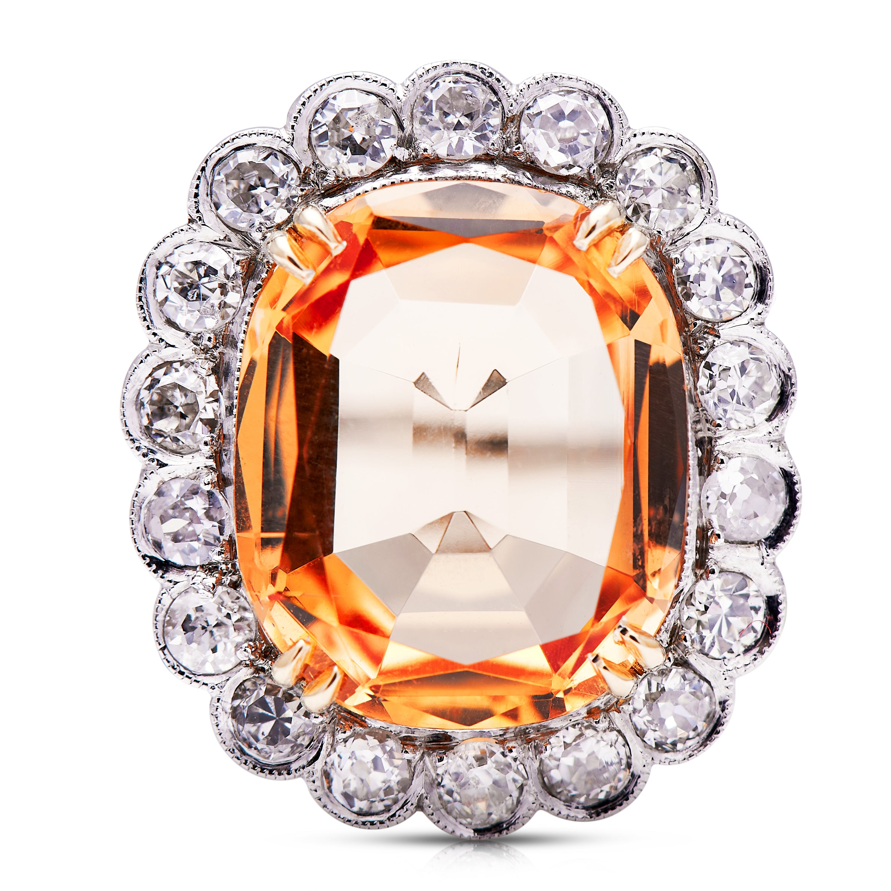 Edwardian, Platinum, Topaz and Diamond Cluster Ring – Vintage Ring – Antique Ring Boutique