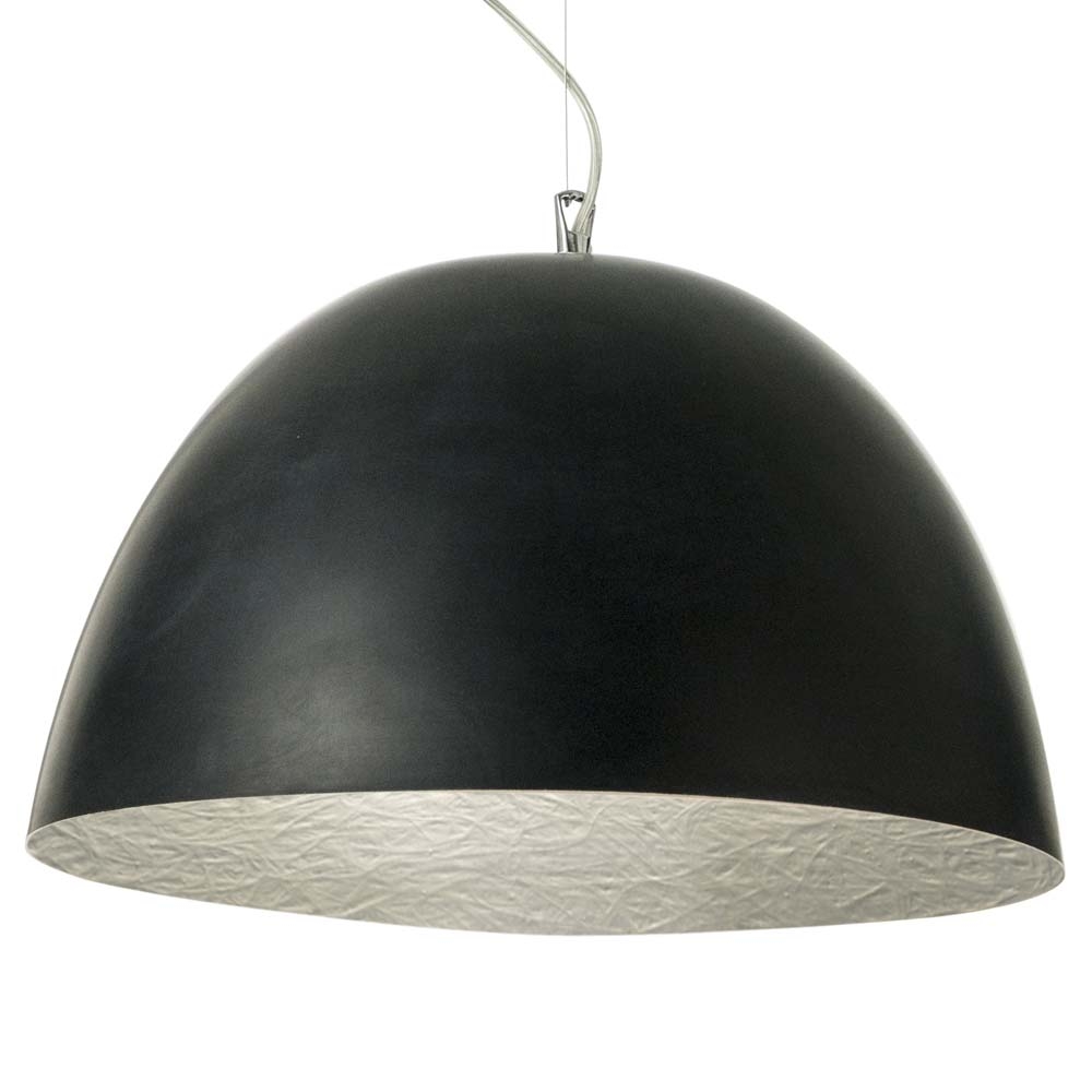 in-es.artdesign – Matt H2O Lavagna Pendant Light – Silver – Black / Grey – Steel / Nebulite (Fibreglass) – 27.5cm