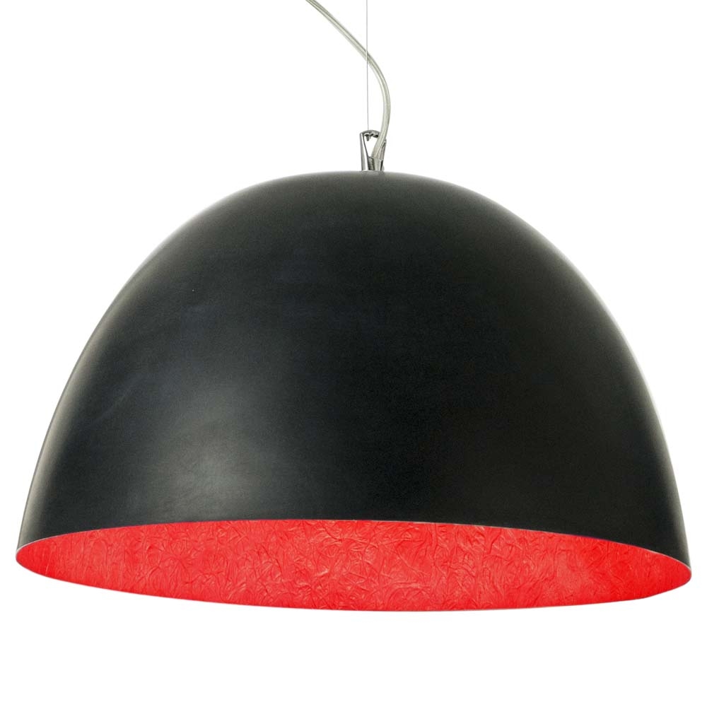 in-es.artdesign – Matt H2O Lavagna Pendant Light – Red – Black / Red – Steel / Nebulite (Fibreglass) – 27.5cm