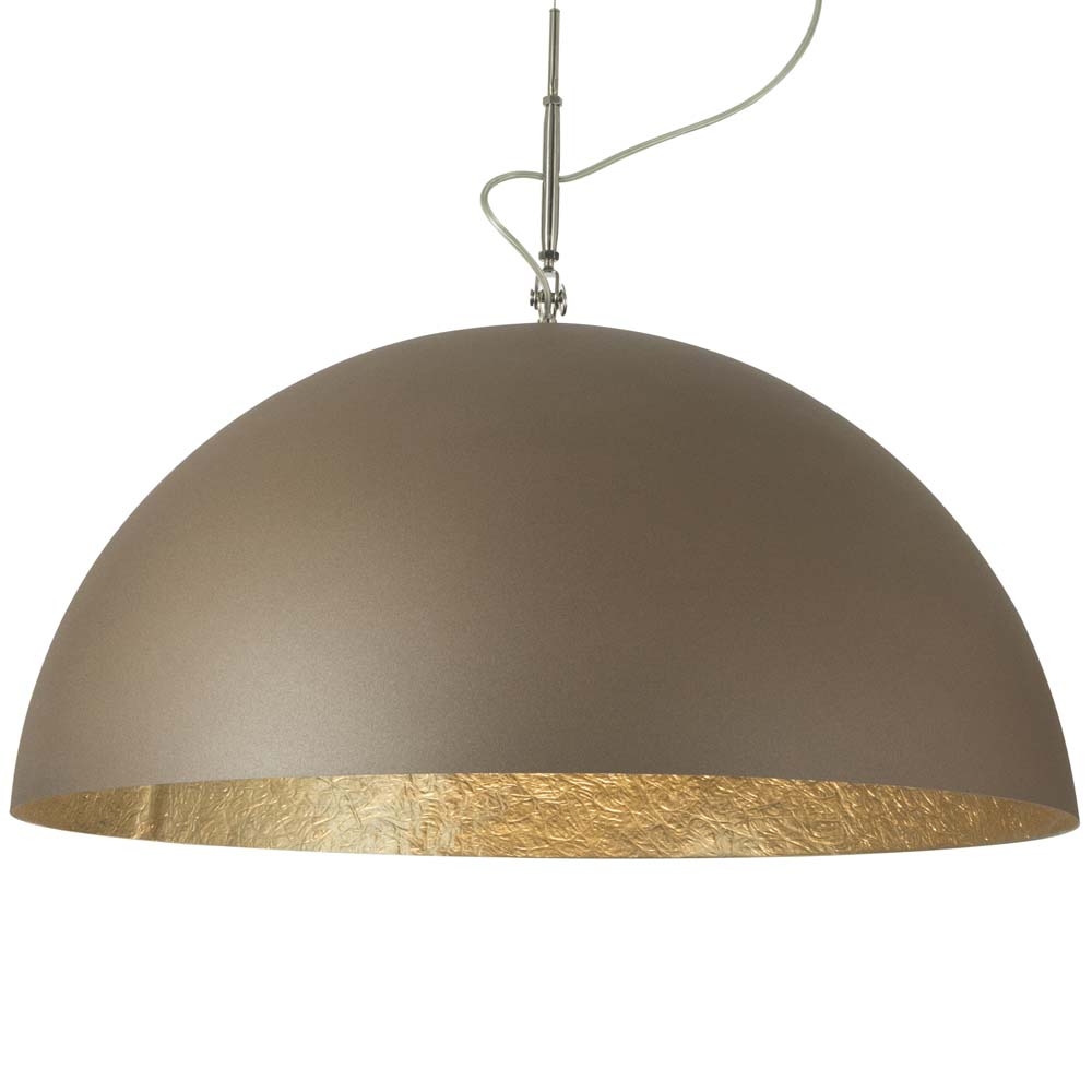 in-es.artdesign – Luna Mezza Bronze Pendant Light – Gold – Small – Brown / Gold – Steel / Nebulite (Fibreglass) – 33 x 70 cm