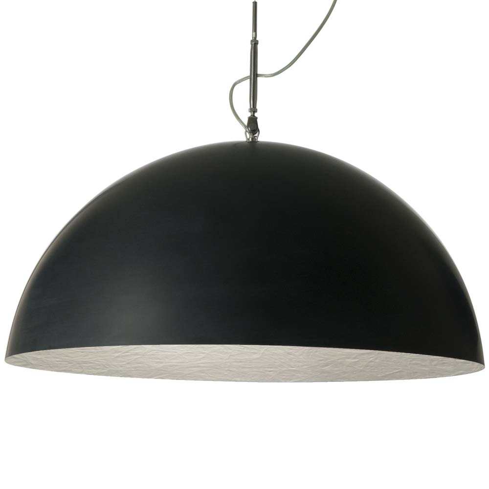 in-es.artdesign – Matt Mezza Lavagna Pendant Light – Silver – Small – Black / Grey – Steel / Nebulite (Fibreglass) – 33 x 70 cm