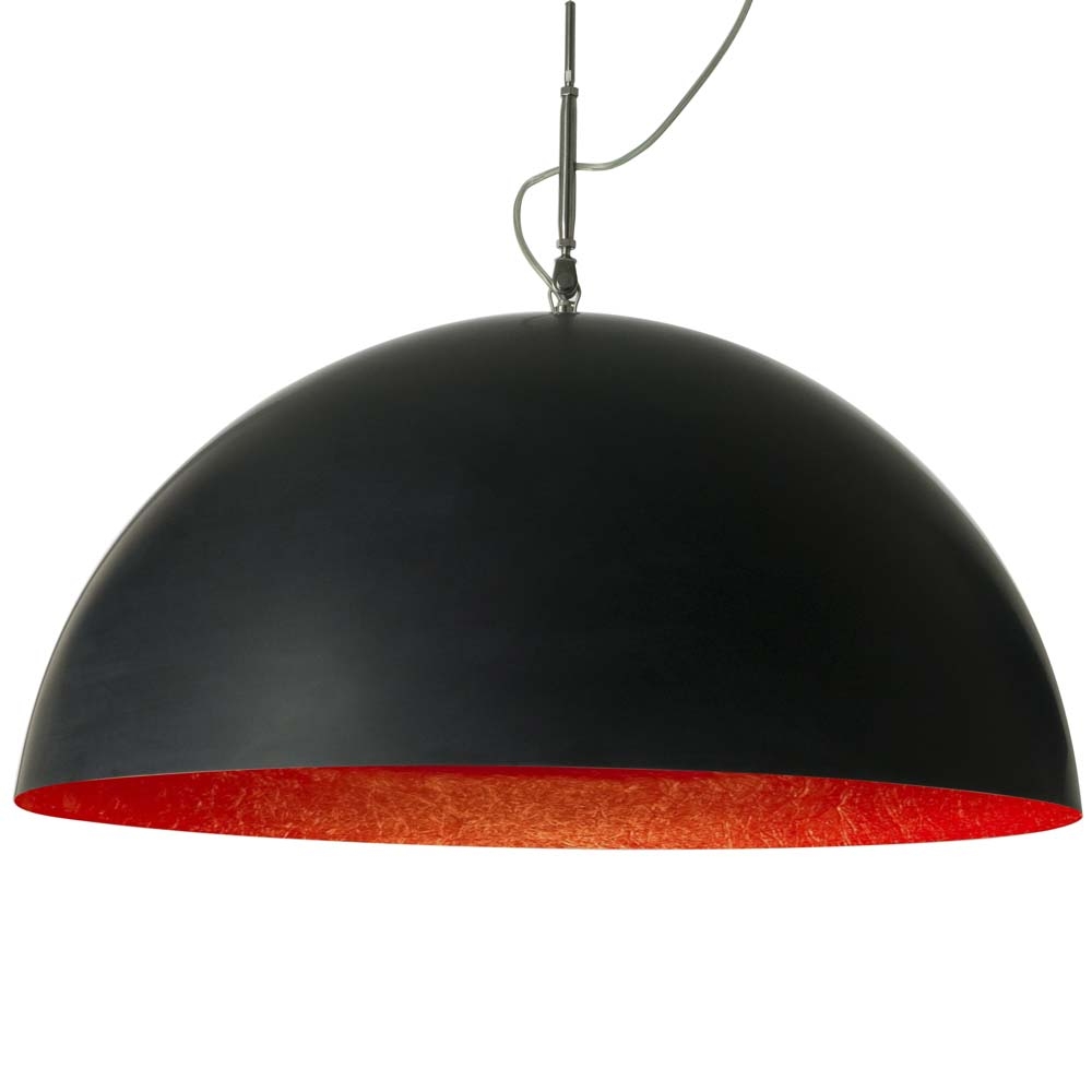 in-es.artdesign – Matt Mezza Lavagna Pendant Light – Red – Large – Black / Red – Steel / Nebulite (Fibreglass) – 33 x 70 cm