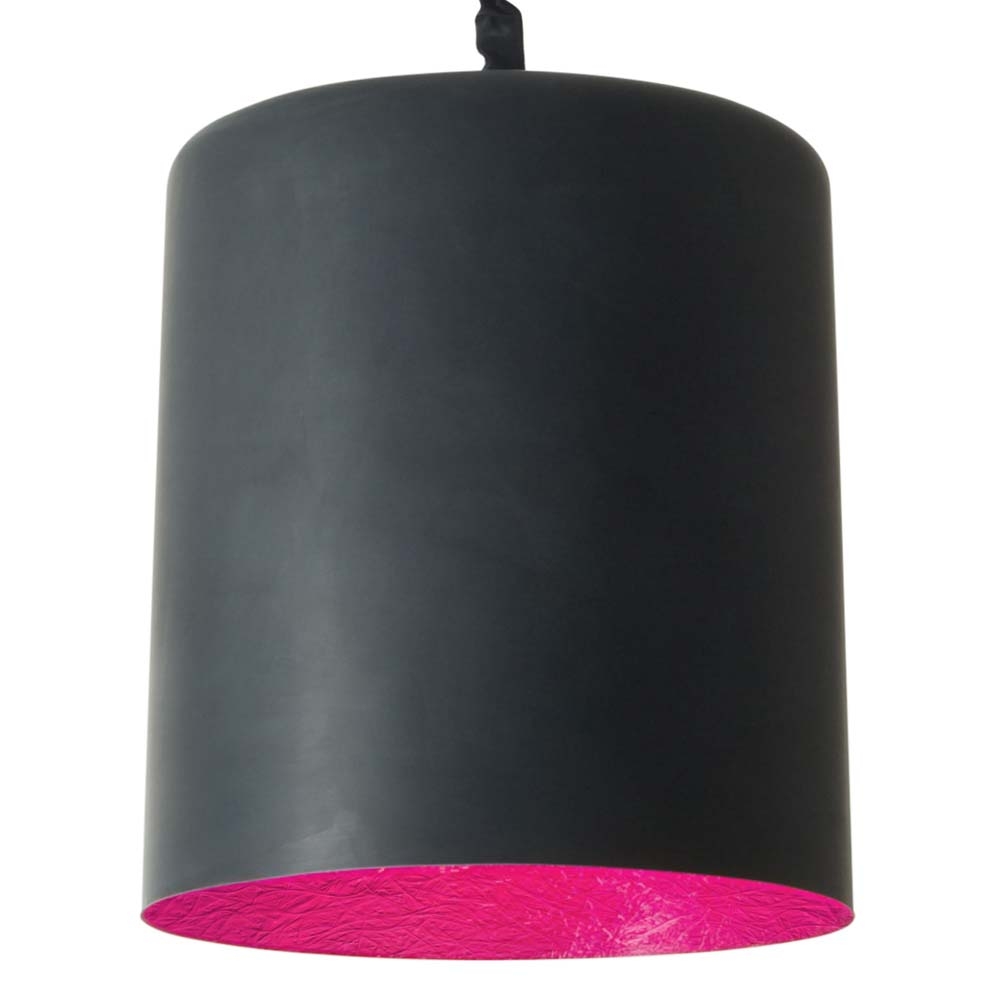 in-es.artdesign – Matt Bin Lavagna Pendant Light – Magenta – Black / Pink – Nebulite (Fibreglass) – 35cm