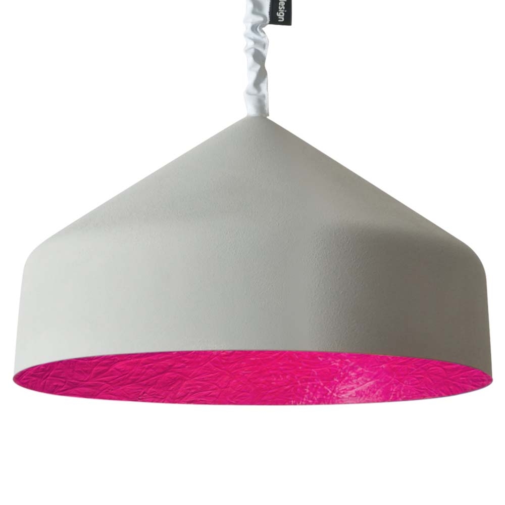 in-es.artdesign – Matt Cyrcus Cemento Pendant Light – Magenta – Grey / Pink – Concrete Nebulite (Fibreglass) – 22.5cm