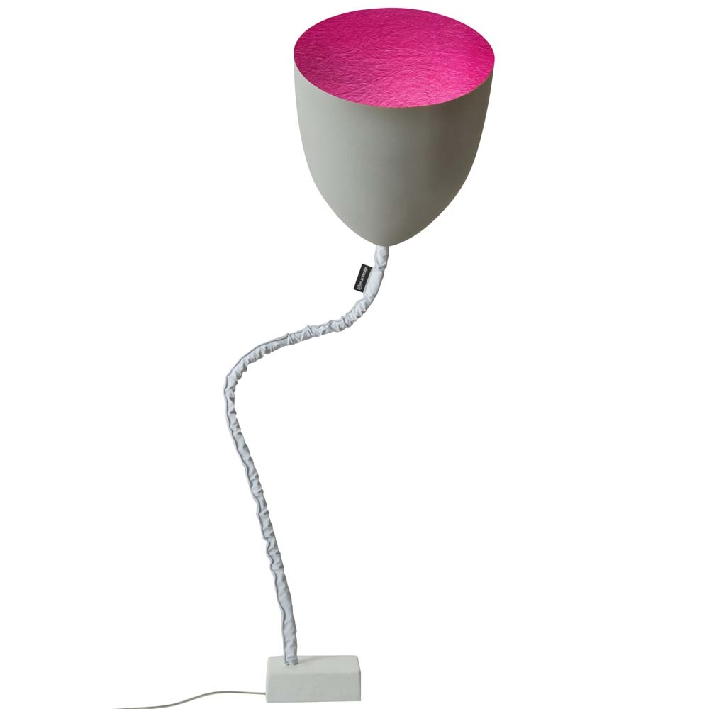 in-es.artdesign – Matt Flower Cemento Floor Lamp – Magenta – Grey / Pink – Fibreglass / Steel / Iron – 37cm