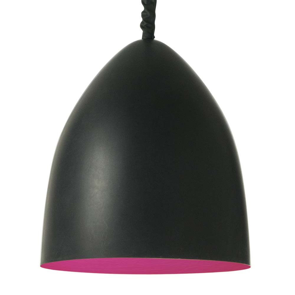 in-es.artdesign – Matt Flower Lavagna Pendant Light – Magenta – Black / Pink – Nebulite (Fibreglass) – 37.5cm