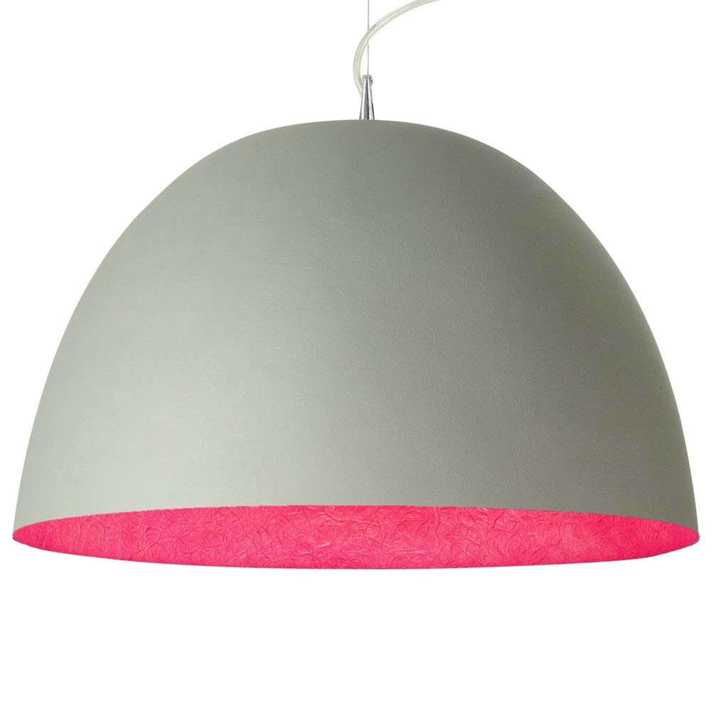 in-es.artdesign – Matt H2O Cemento Pendant Light – Magenta – Grey / Pink – Steel / Cement Nebulite (Fibreglass) – 27.5cm