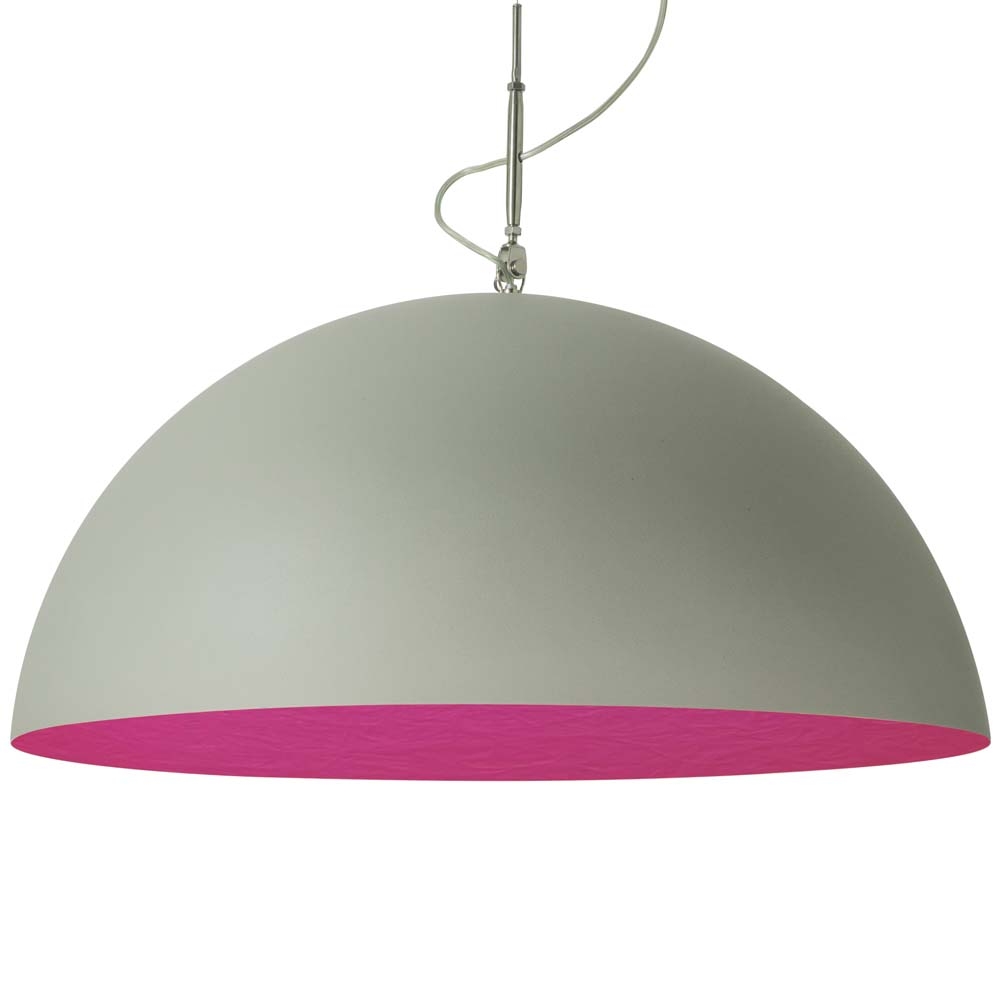 in-es.artdesign – Matt Mezza Cemento Pendant Light – Magenta – Small – Grey / Pink – Steel / Cement Nebulite (Fibreglass) – 60.5 x 120 cm