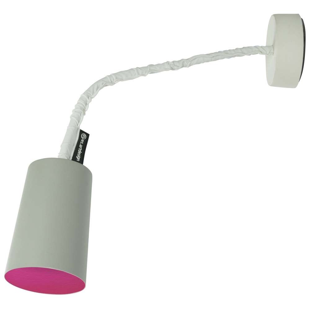 in-es.artdesign – Matt Paint Cemento Wall Light – Magenta – Grey / Pink – Cement Nebulite (Fibreglass) / Steel – 17.5cm