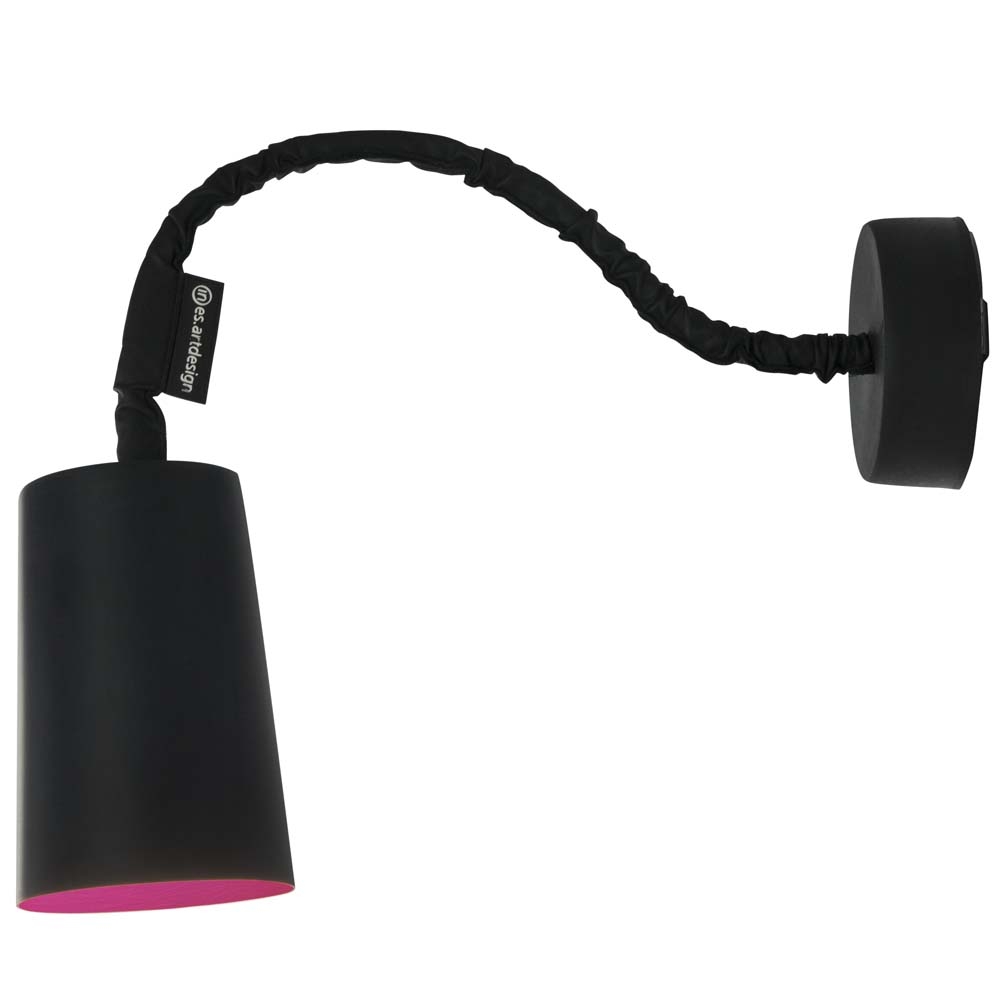 in-es.artdesign – Matt Paint Lavagna Wall Light – Magenta – Black / Pink – Nebulite (Fibreglass) / Steel – 17.5cm