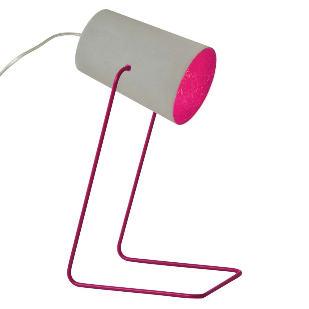 in-es.artdesign – Matt Paint Cemento Table Lamp – Magenta – Grey / Pink – Cement Nebulite (Fibreglass) / Steel – 17.5 x 12 cm