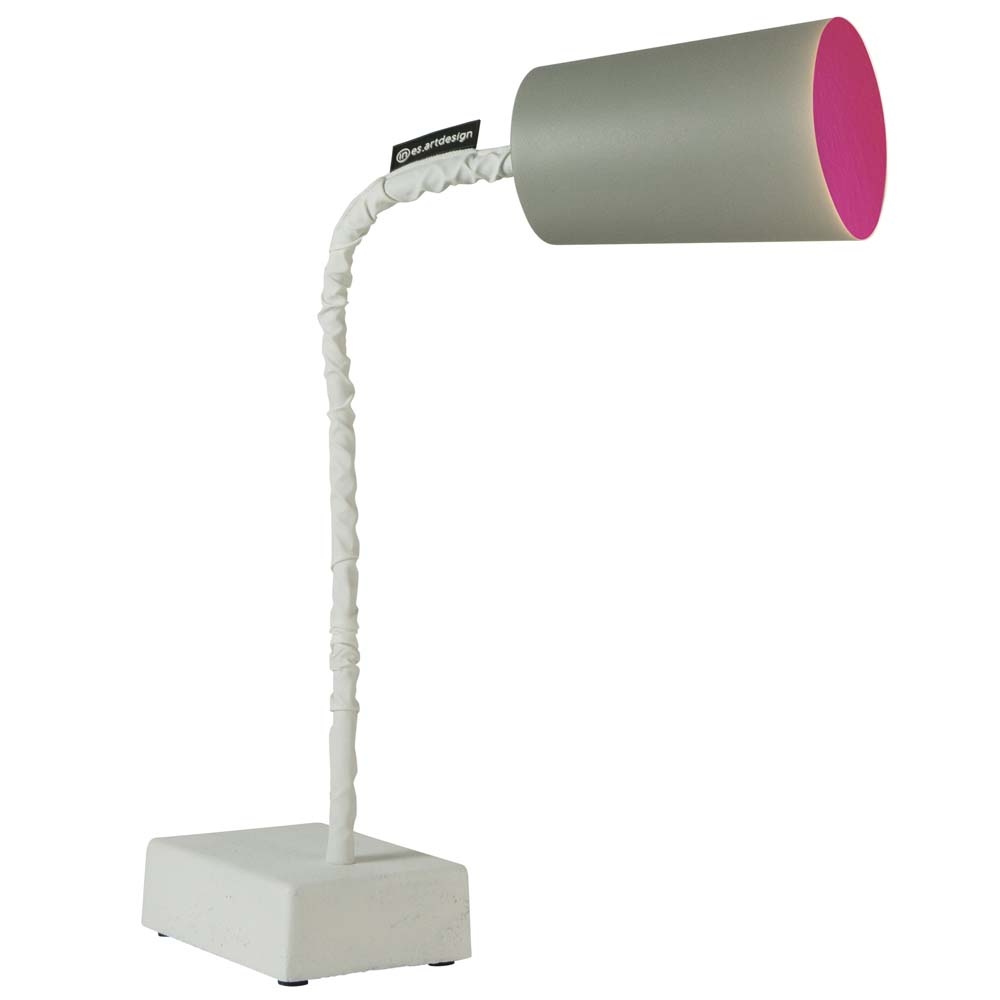 in-es.artdesign – Matt Paint T2 Cemento Table Lamp – Magenta – Grey / Pink – Fibreglass / Steel / Iron – 17.5cm