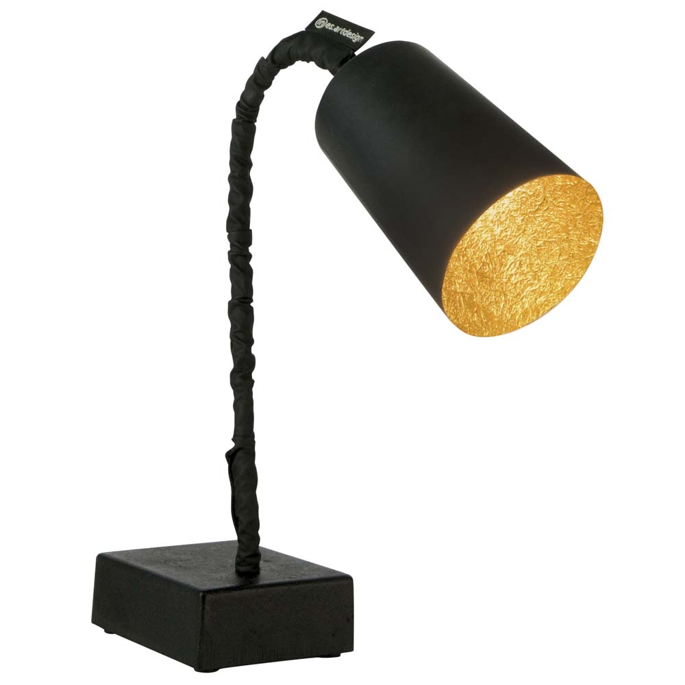 in-es.artdesign – Matt Paint T2 Lavagna Table Lamp – Gold – Black / Yellow – Fibreglass / Steel / Iron – 17.5cm