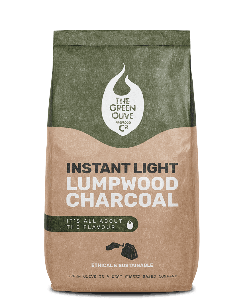 Instant Light Lumpwood Charcoal – 2kg – Natural Charcoals – Green Olive Firewood