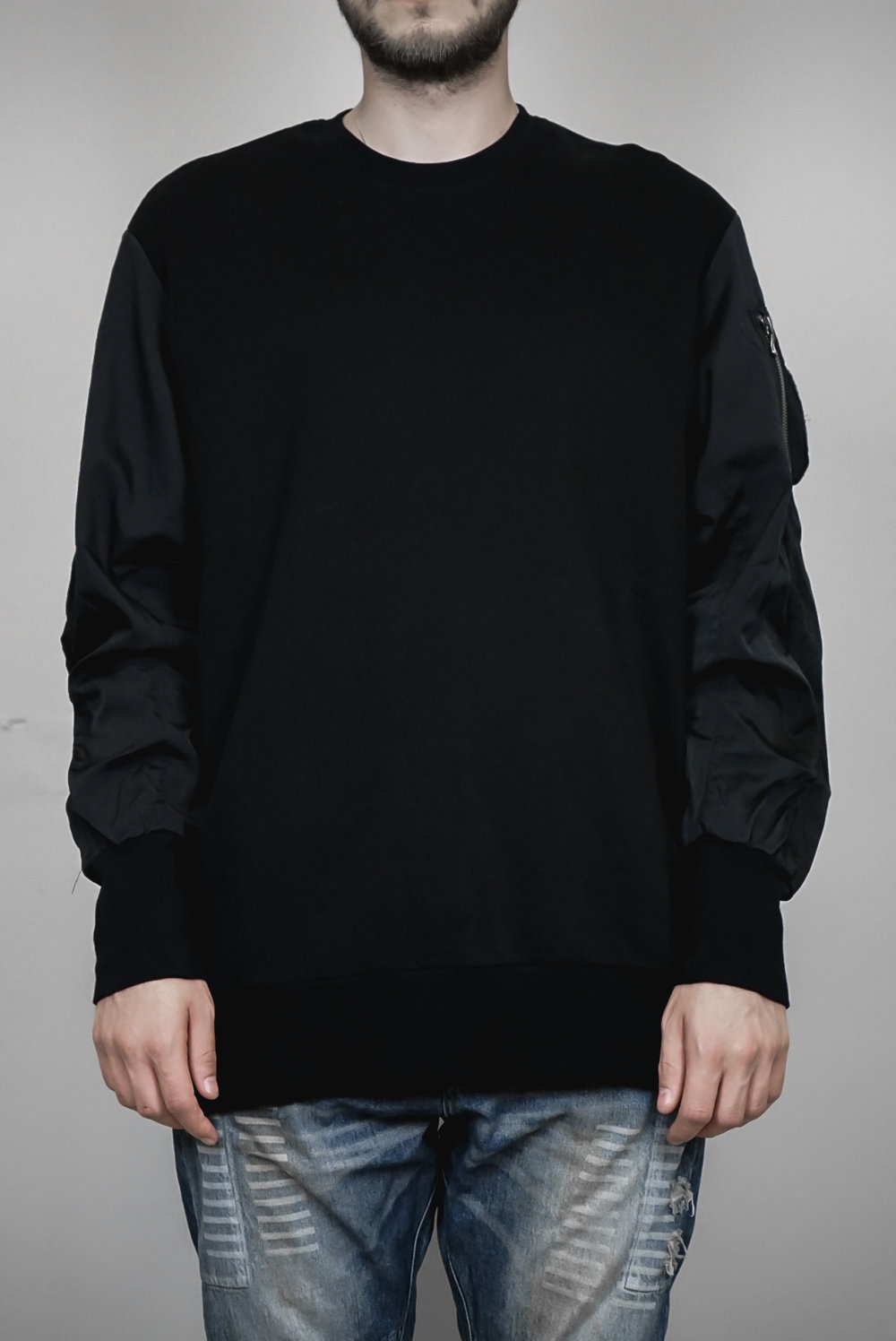 Julius – Mens – Sweatshirt – Black – Cotton – Nylon Sleeves