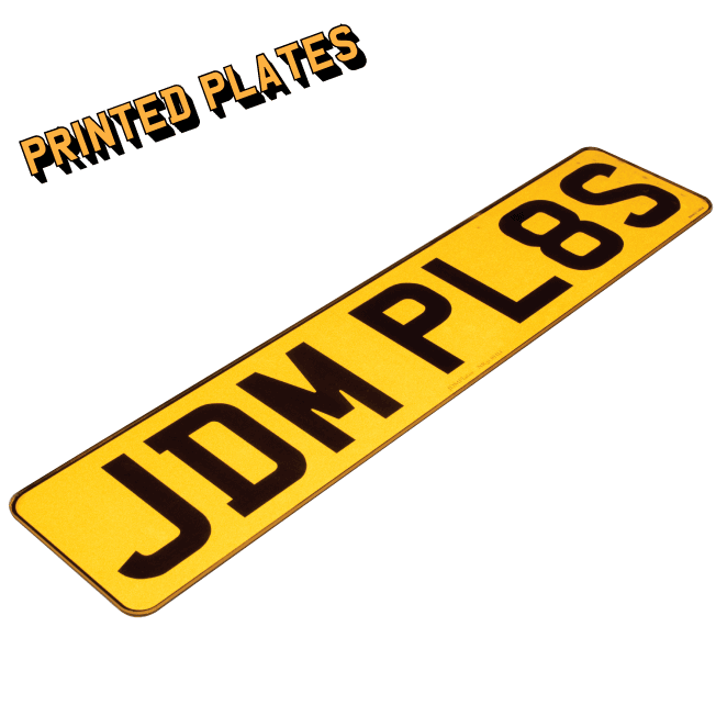 Small & Legal Number Plates For Imported Vehicles – Yellow – Rear – 5 Dig Plate With 1 – 266w x 87hmm – JDM Plates