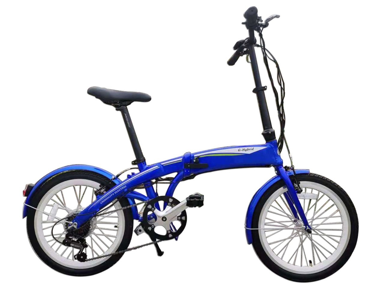 Folding Ebike – G-hybrid – Crosscity – Blue – Built-In Battery – Without Carrier – Green Hybrid Bikes