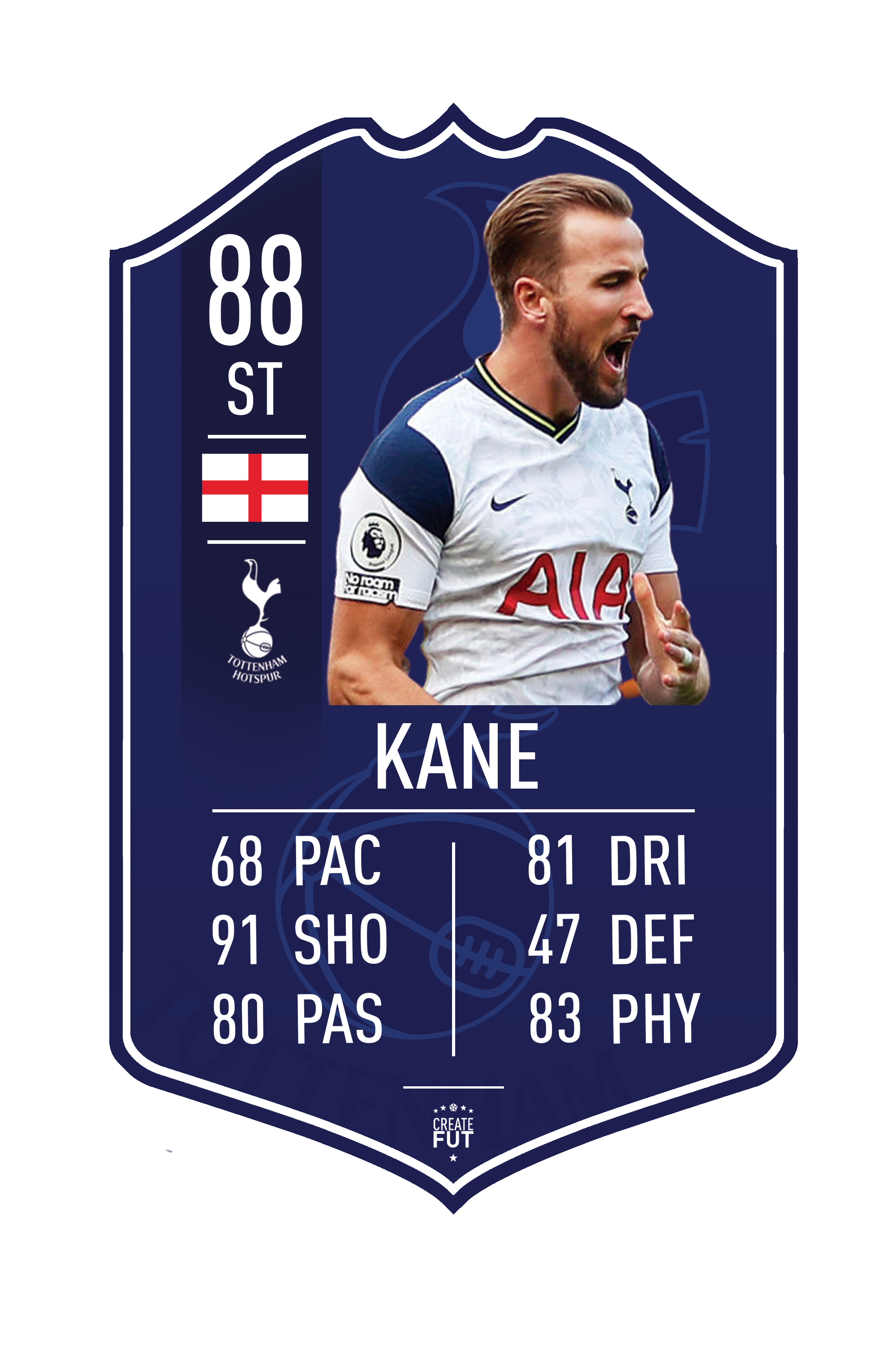 Harry Kane Spurs pre-made card – A3 | (29.7cm x 42cm) – Fifa Ultimate Team Card – Create FUT