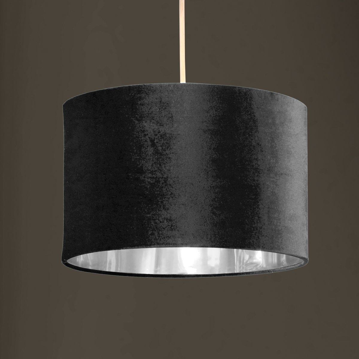 Luxury Pendant Shades – Choice Of Velvet Or Cotton Grey Velvet & Silver – Lamp Shade – CGC Retail Outlet