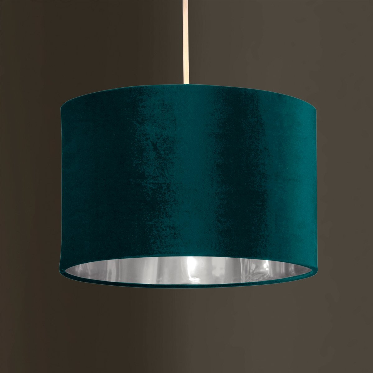 Luxury Pendant Shades – Choice Of Velvet Or Cotton Teal Velvet & Silver – Lamp Shade – CGC Retail Outlet